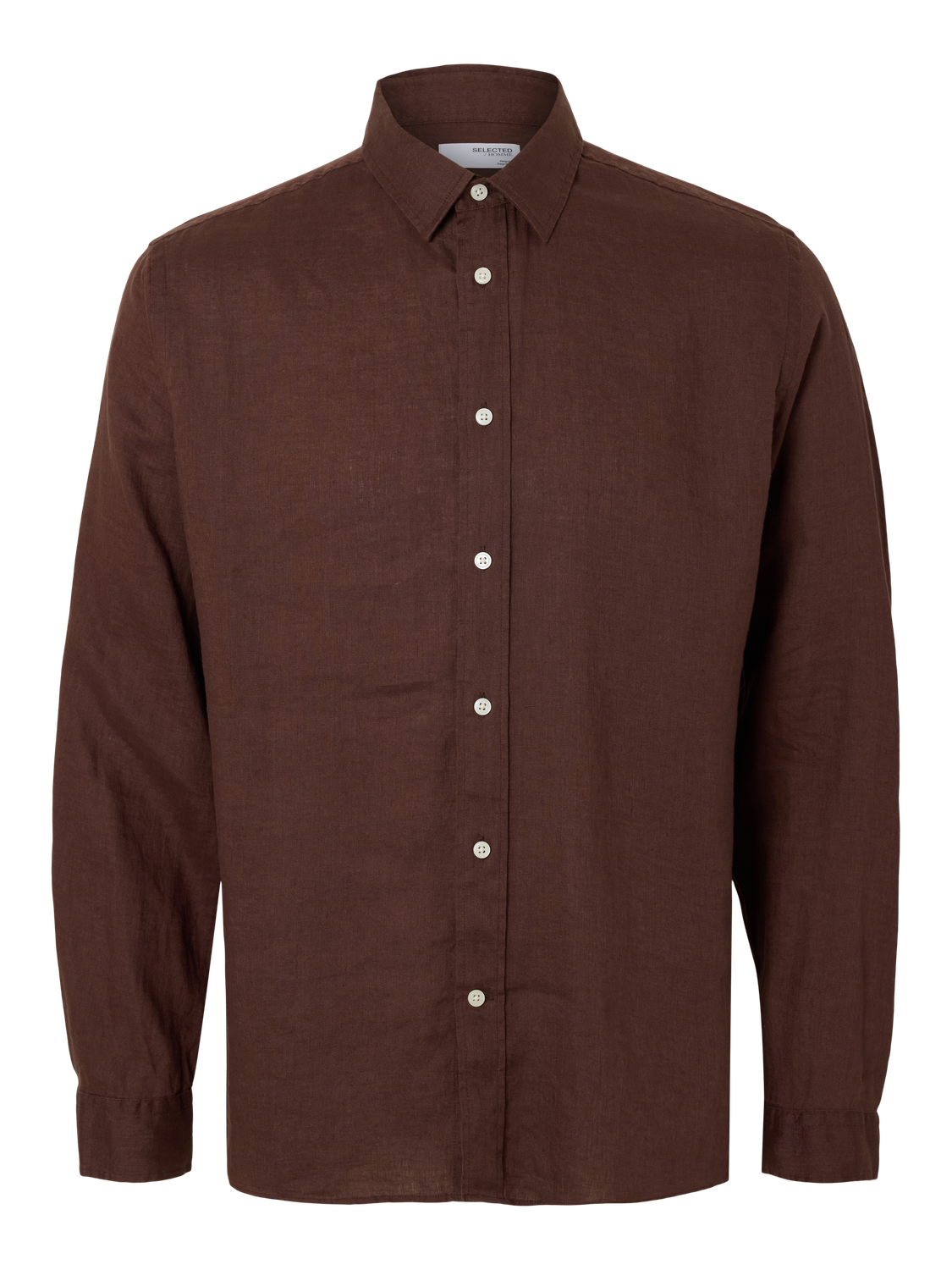Dark Brown Linen Regular Fit Shirt