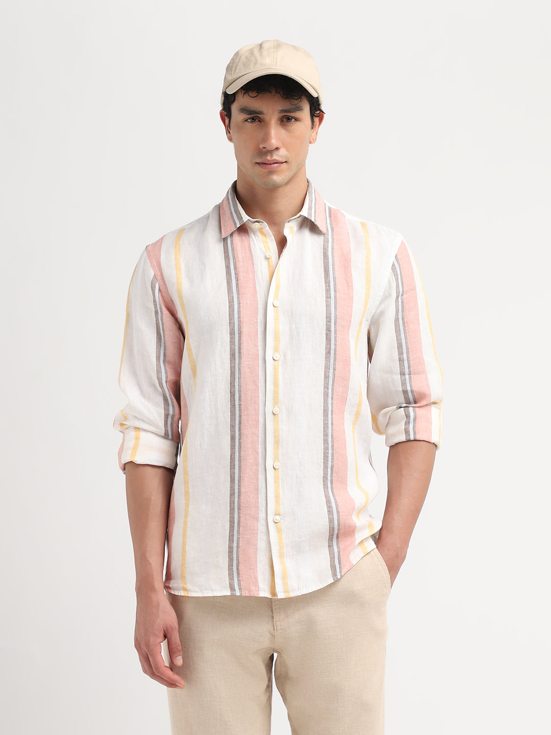 Linen Colourblocked Shirt
