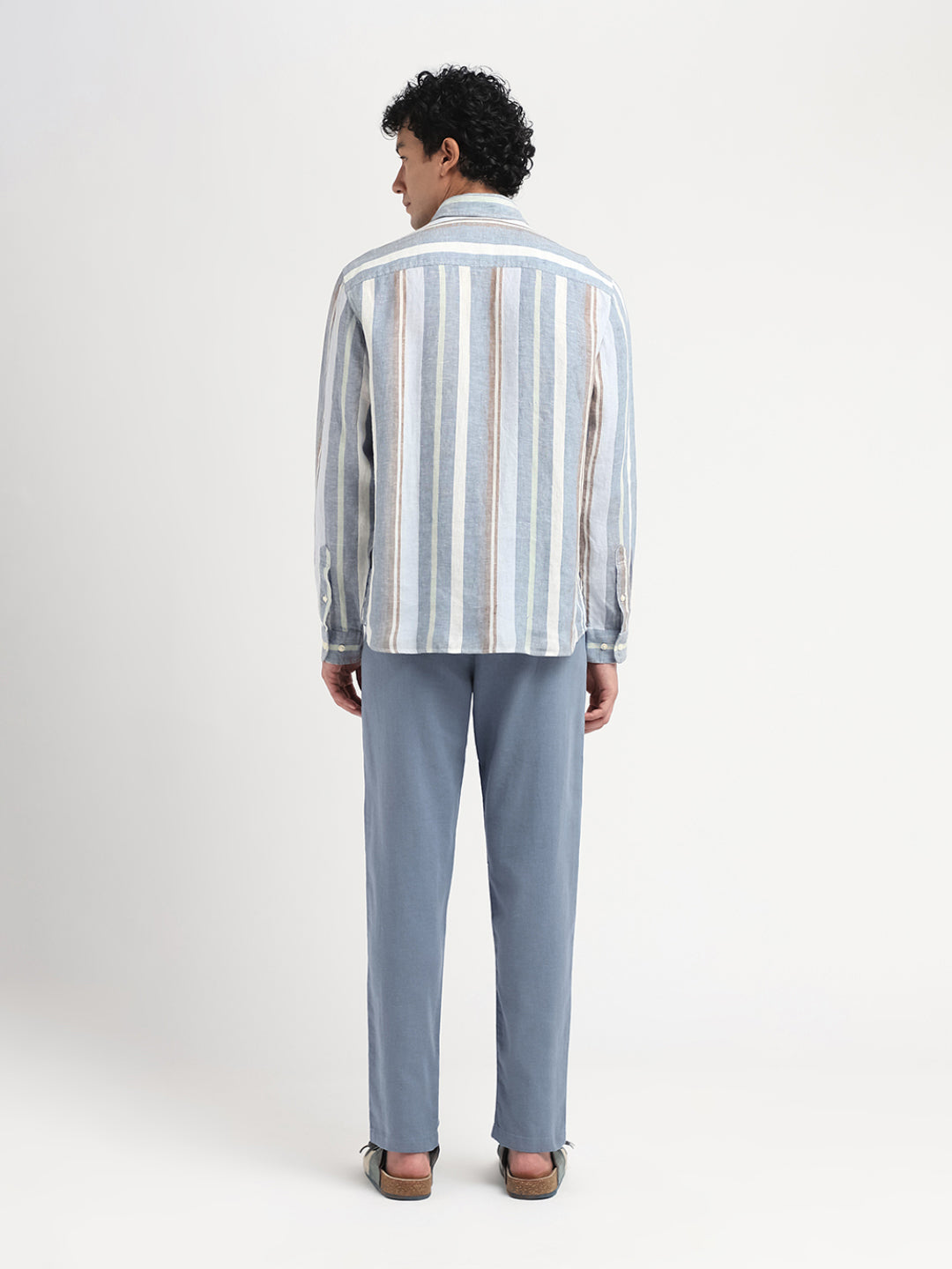 Linen Colourblocked Shirt - Blue