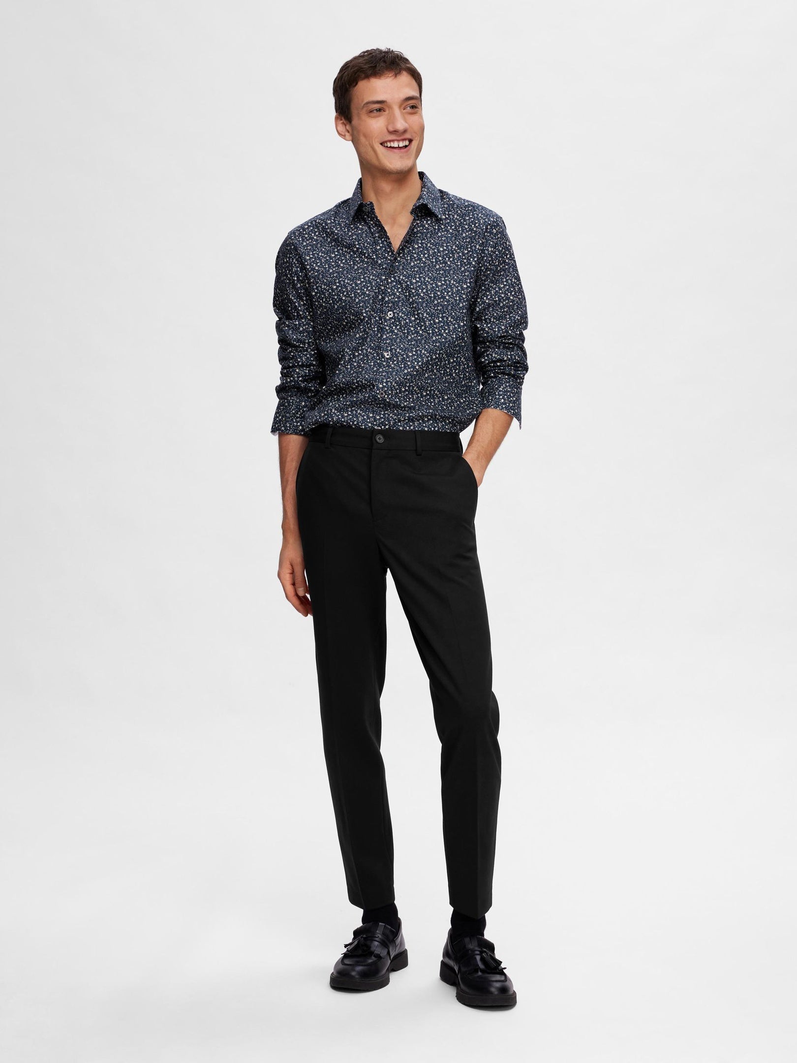 Regular Fit Tailored Trousers - Black