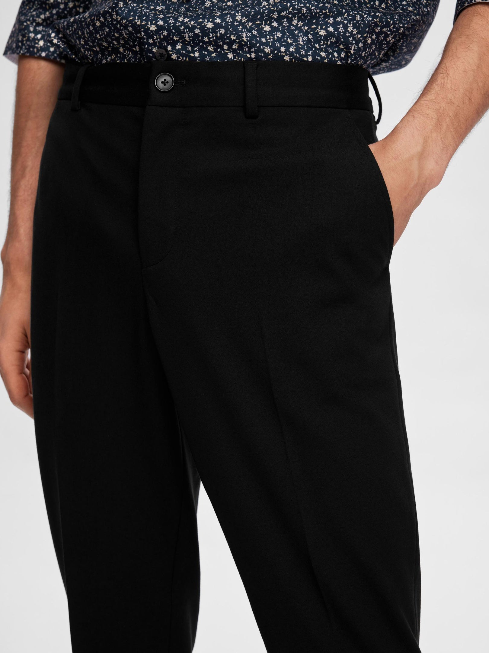 Regular Fit Tailored Trousers - Black