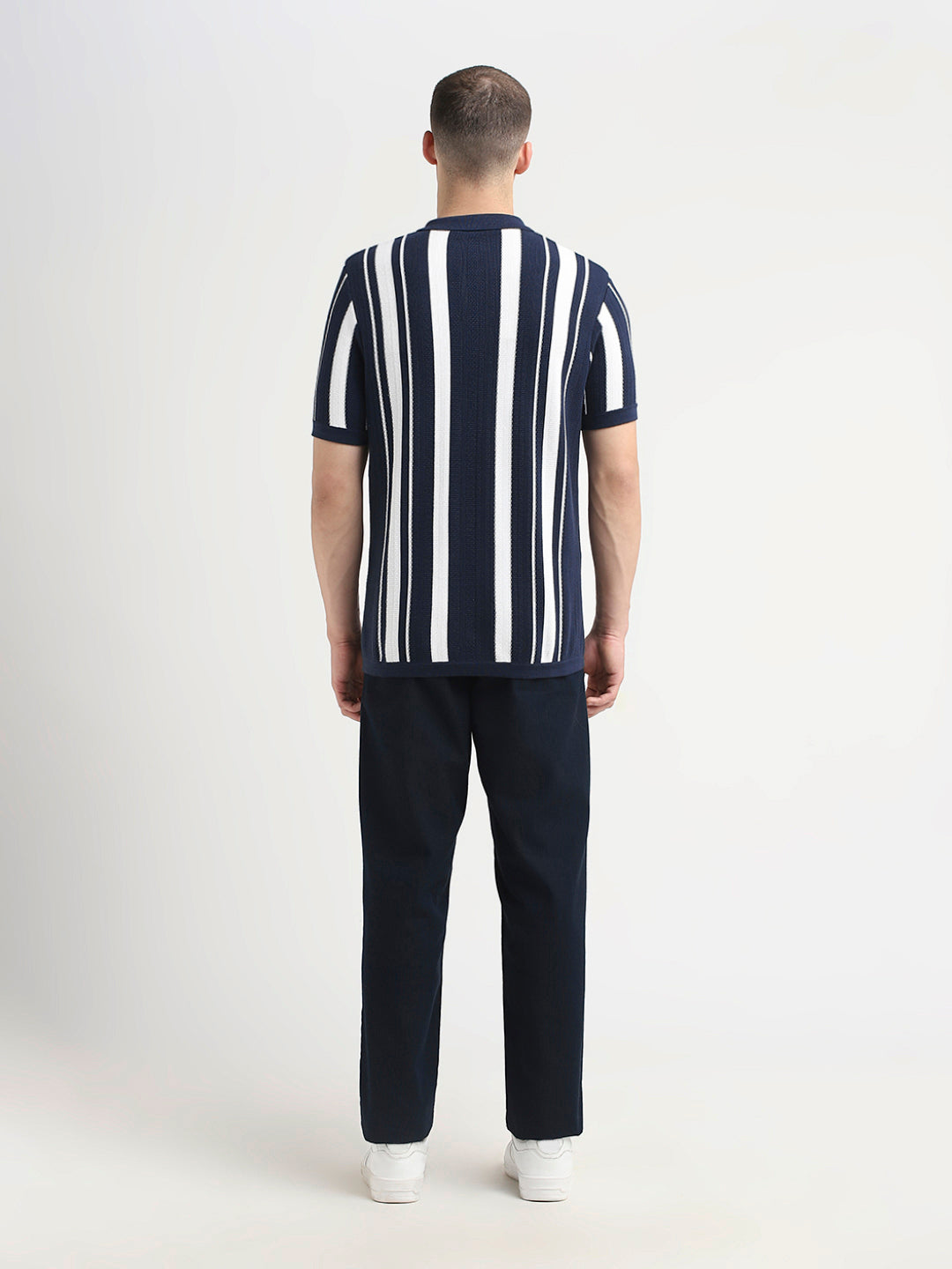 Navy Blue Striped Polo