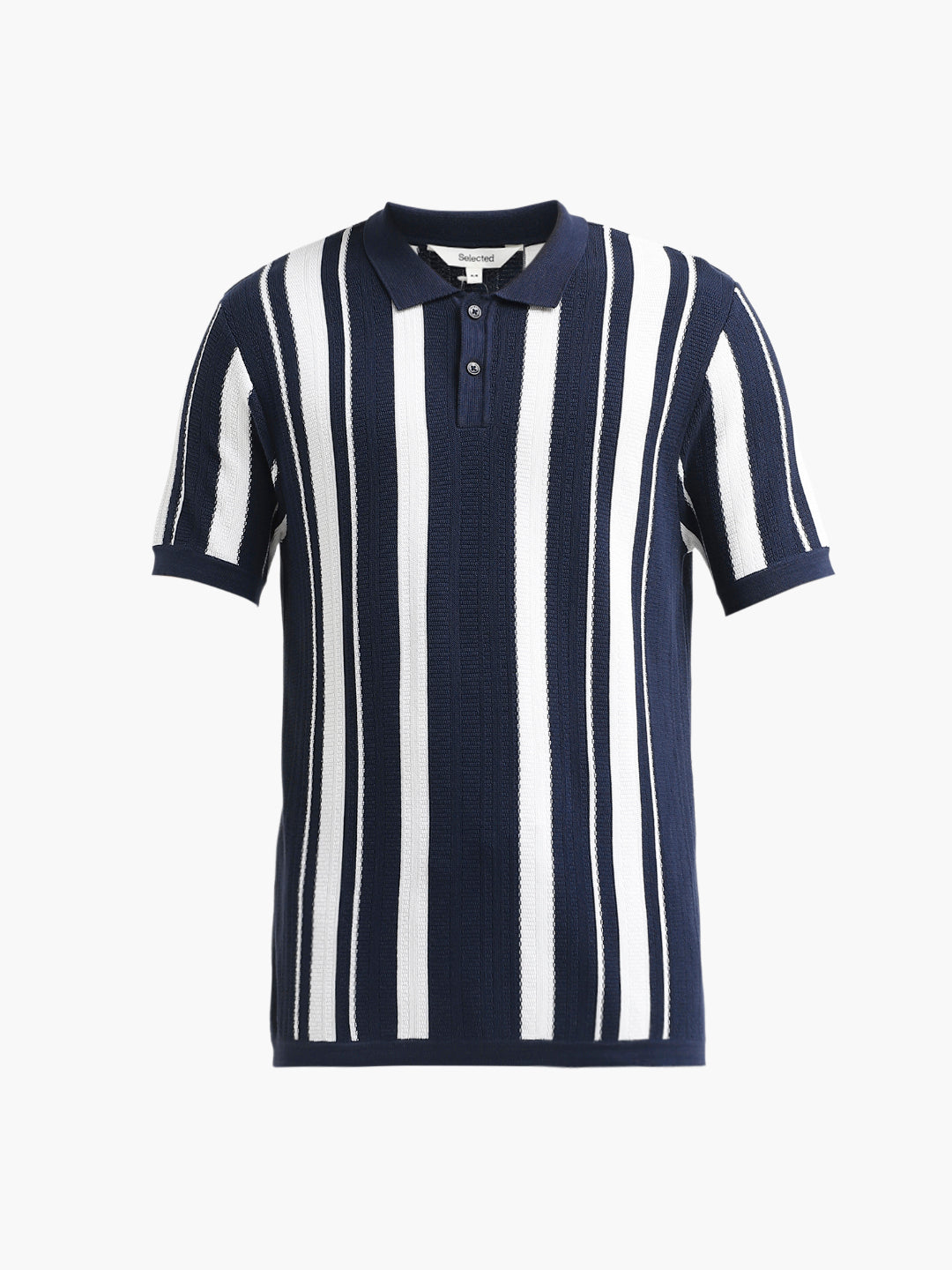 Navy Blue Striped Polo