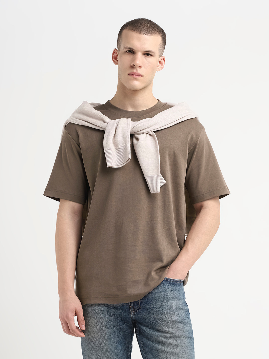 Regular Fit Crew Neck T-Shirt - Brown