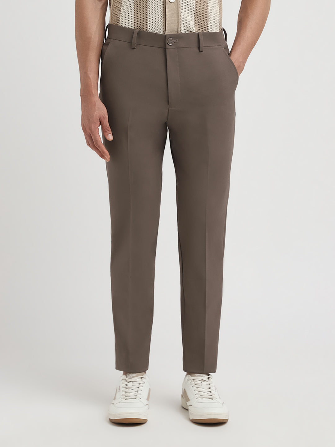 Dark Brown Slim Fit Formal Trousers