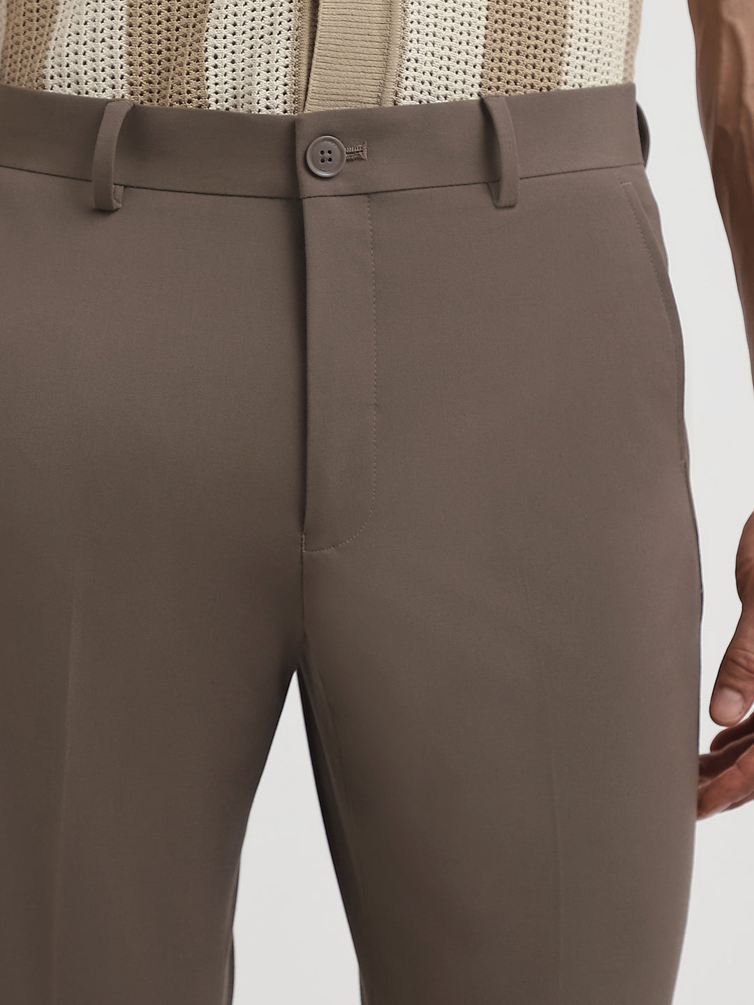 Dark Brown Slim Fit Formal Trousers