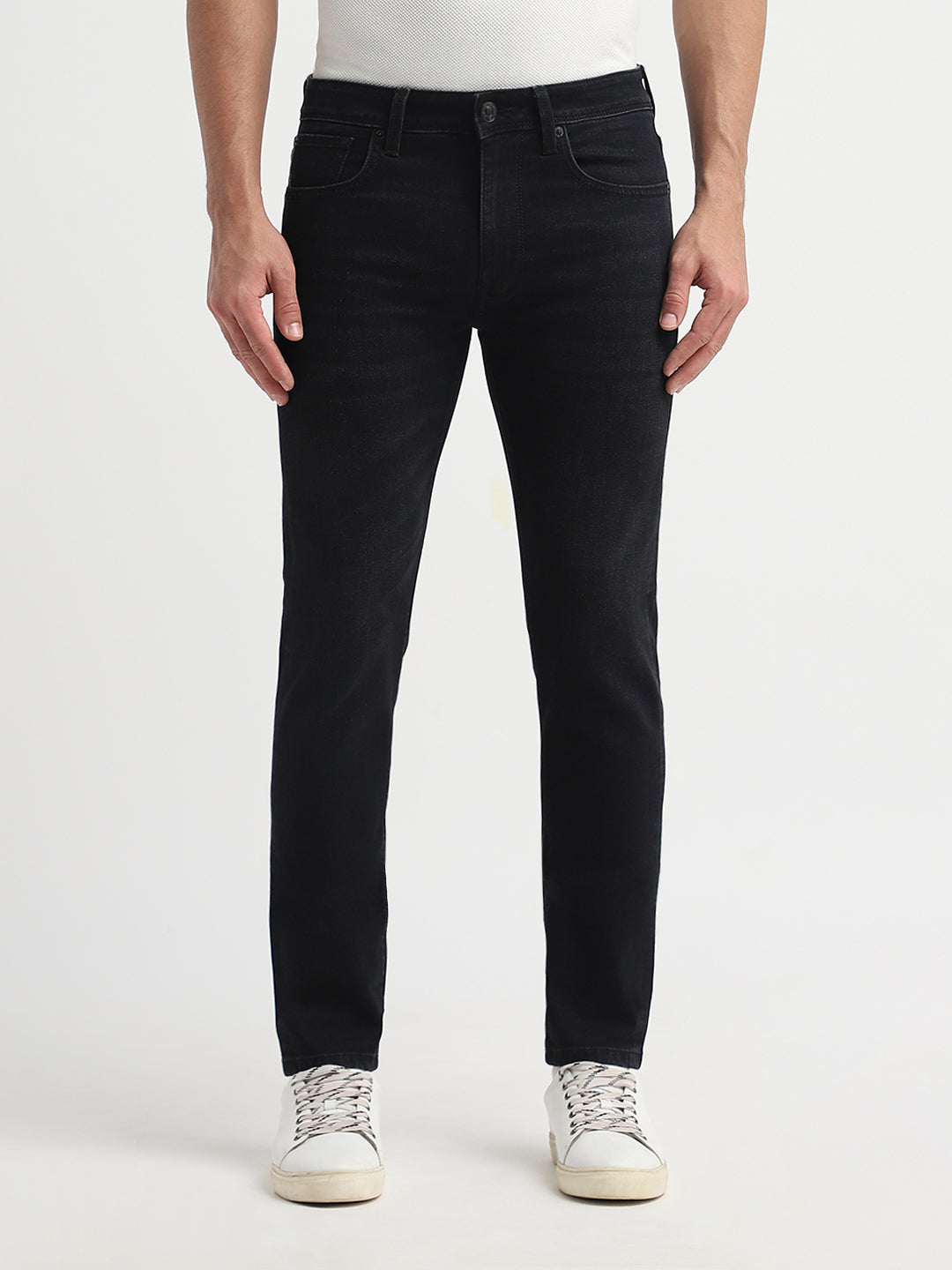 Black Cotton Slim Fit Jeans