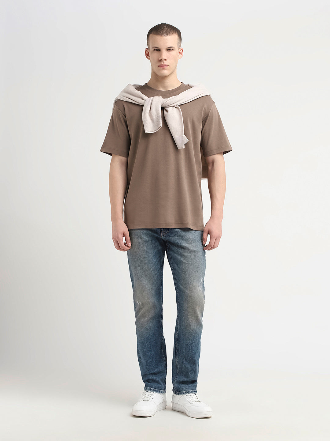 Mildly Distressed Straight Fit Jeans