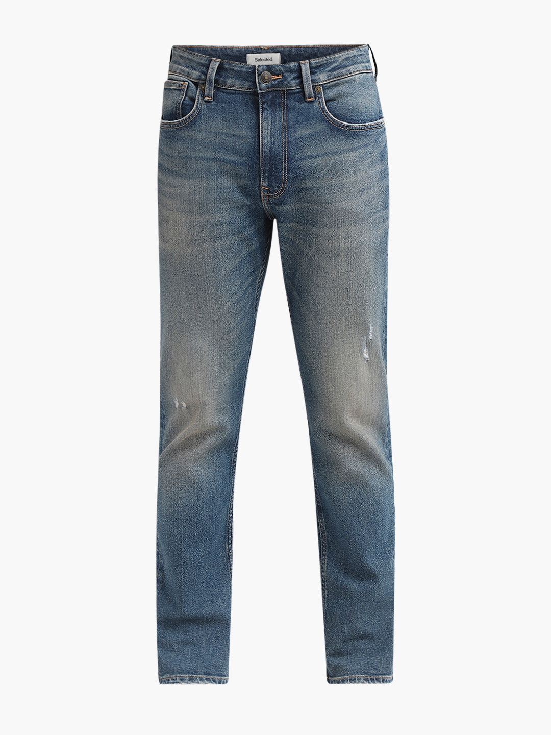 Mildly Distressed Straight Fit Jeans