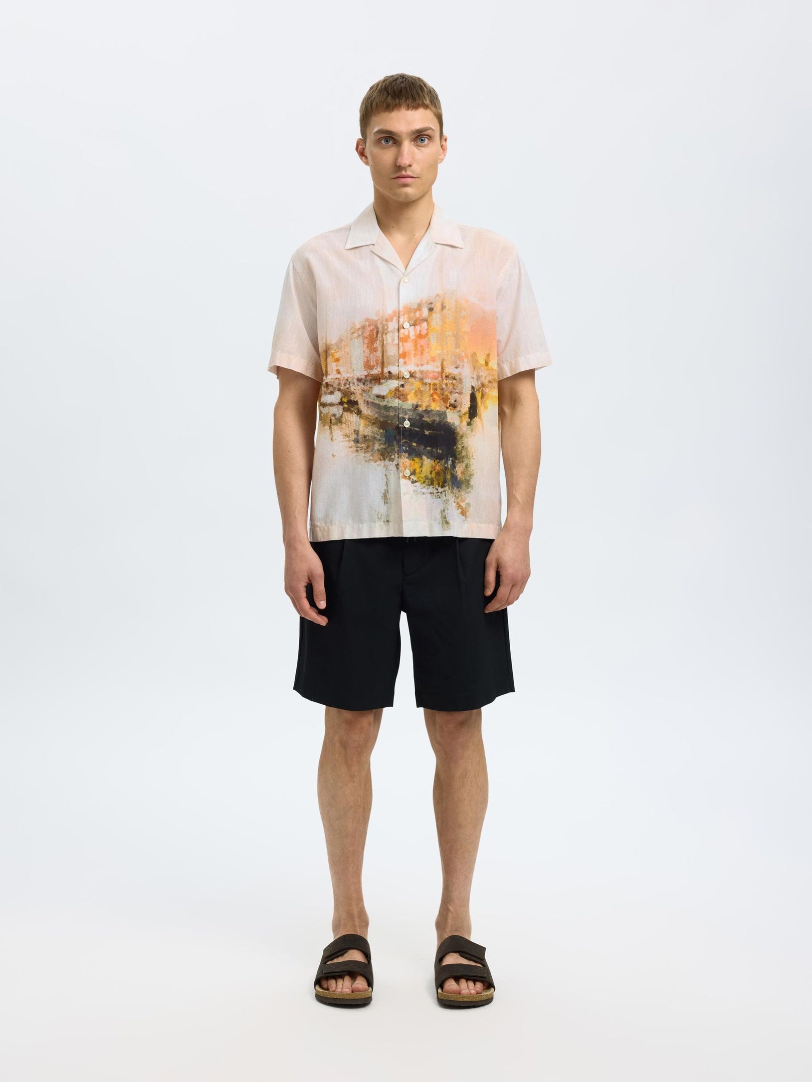 Cuban Collar Printed Shirt