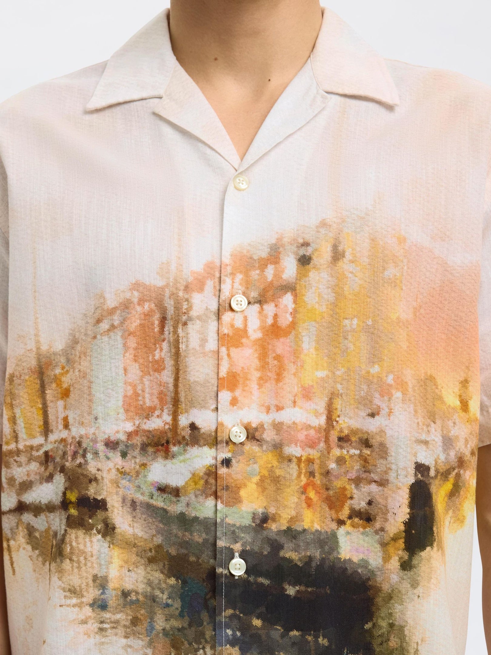 Cuban Collar Printed Shirt