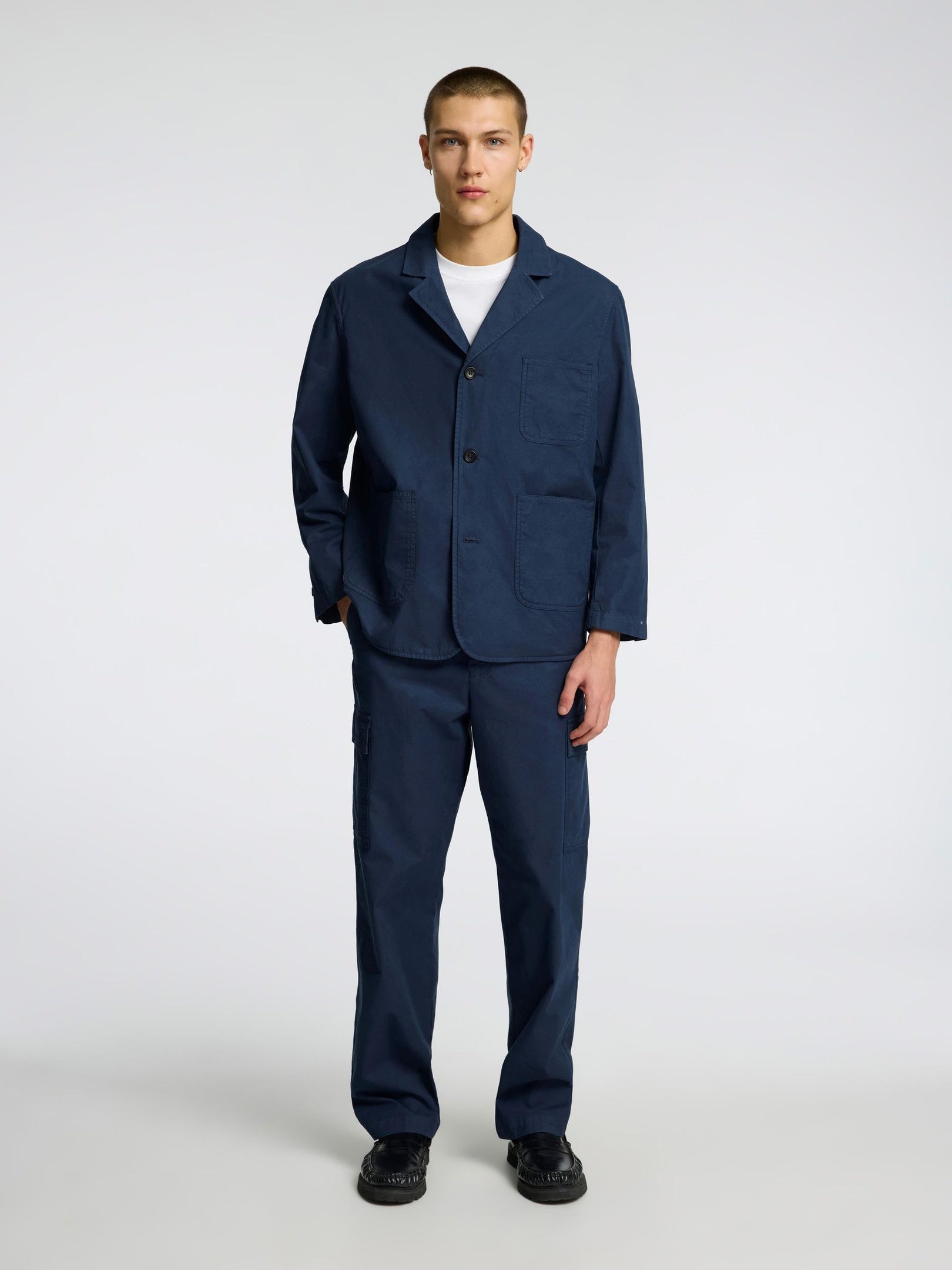 Loose Fit Cargo Pants - Dark Blue