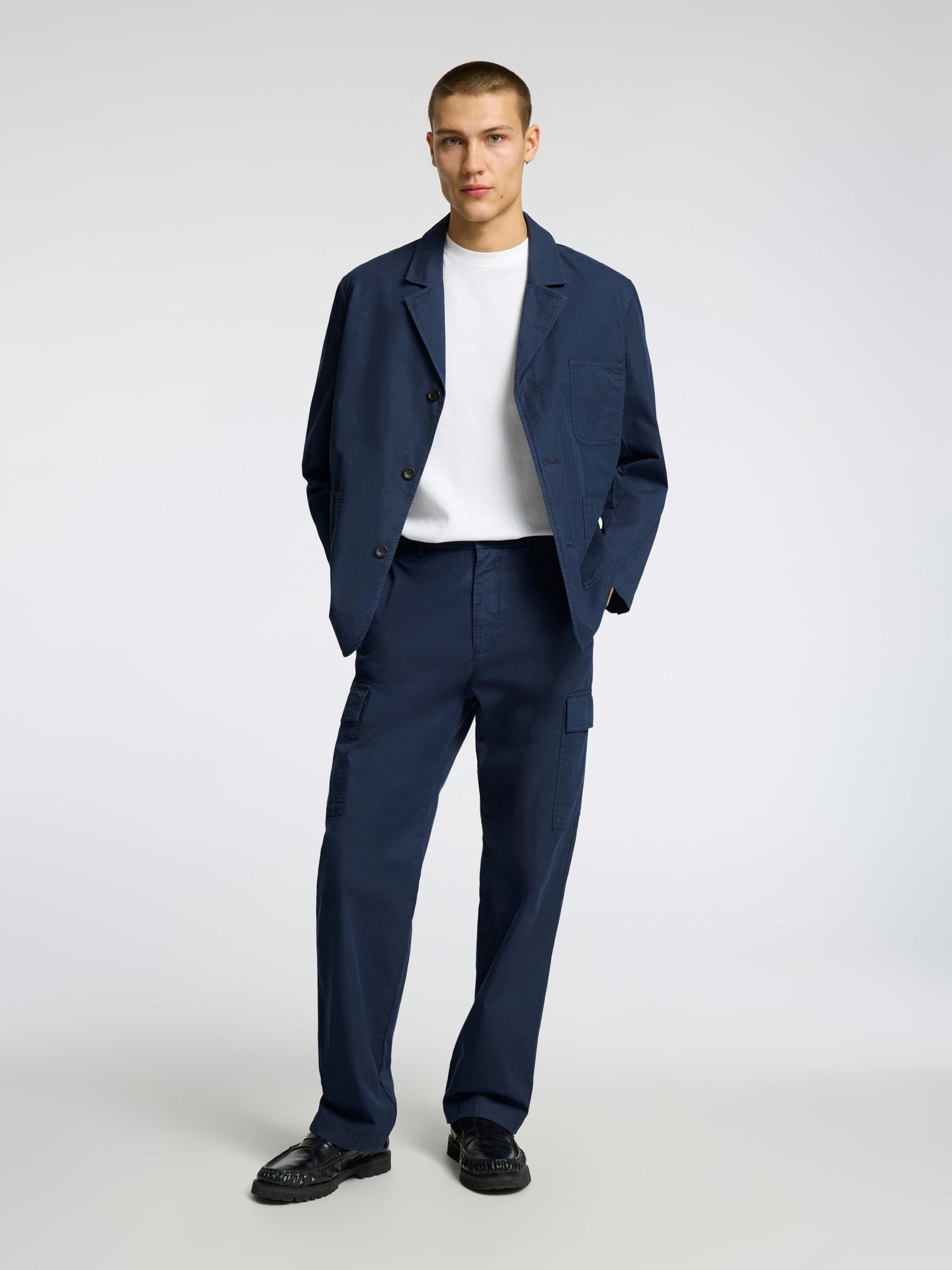 Loose Fit Cargo Pants - Dark Blue