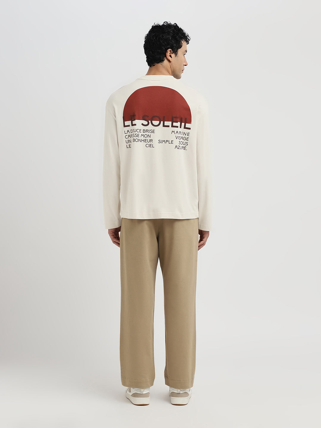 Relaxed Fit Printed O-Neck T-Shirt - Beige