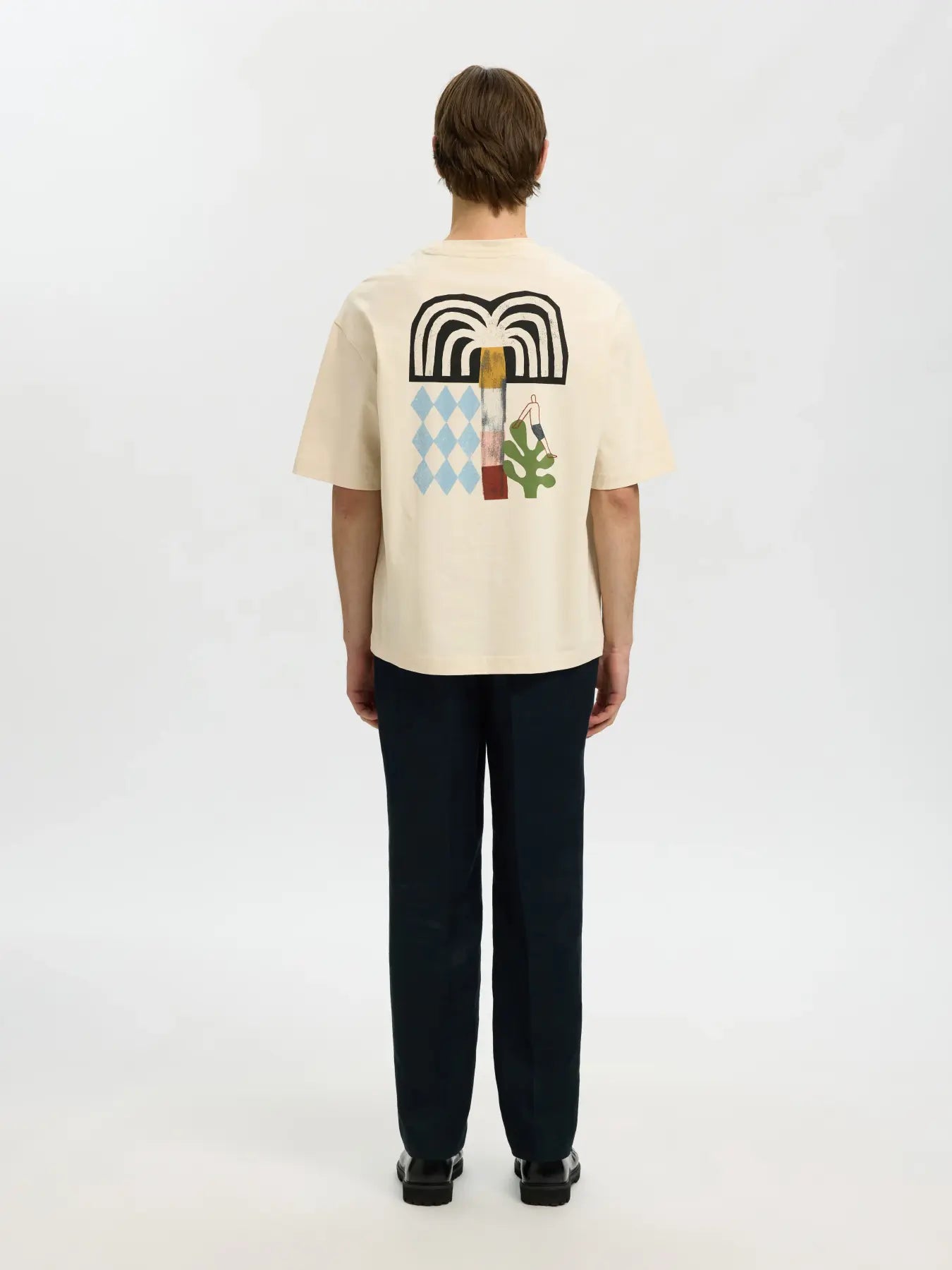 Relaxed Fit Printed T-Shirt - Beige