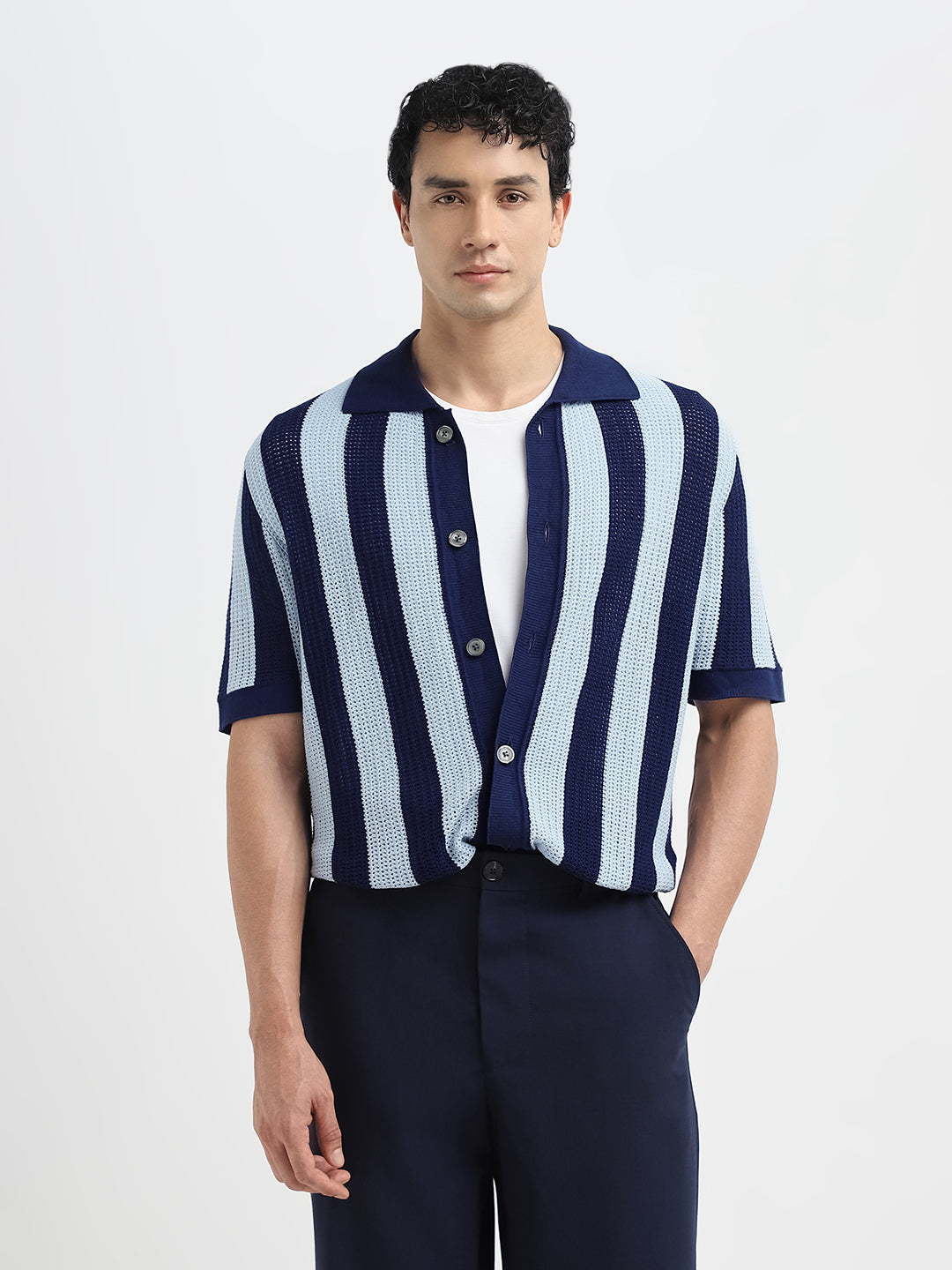 Structured Organic Cotton Polo Cardigan