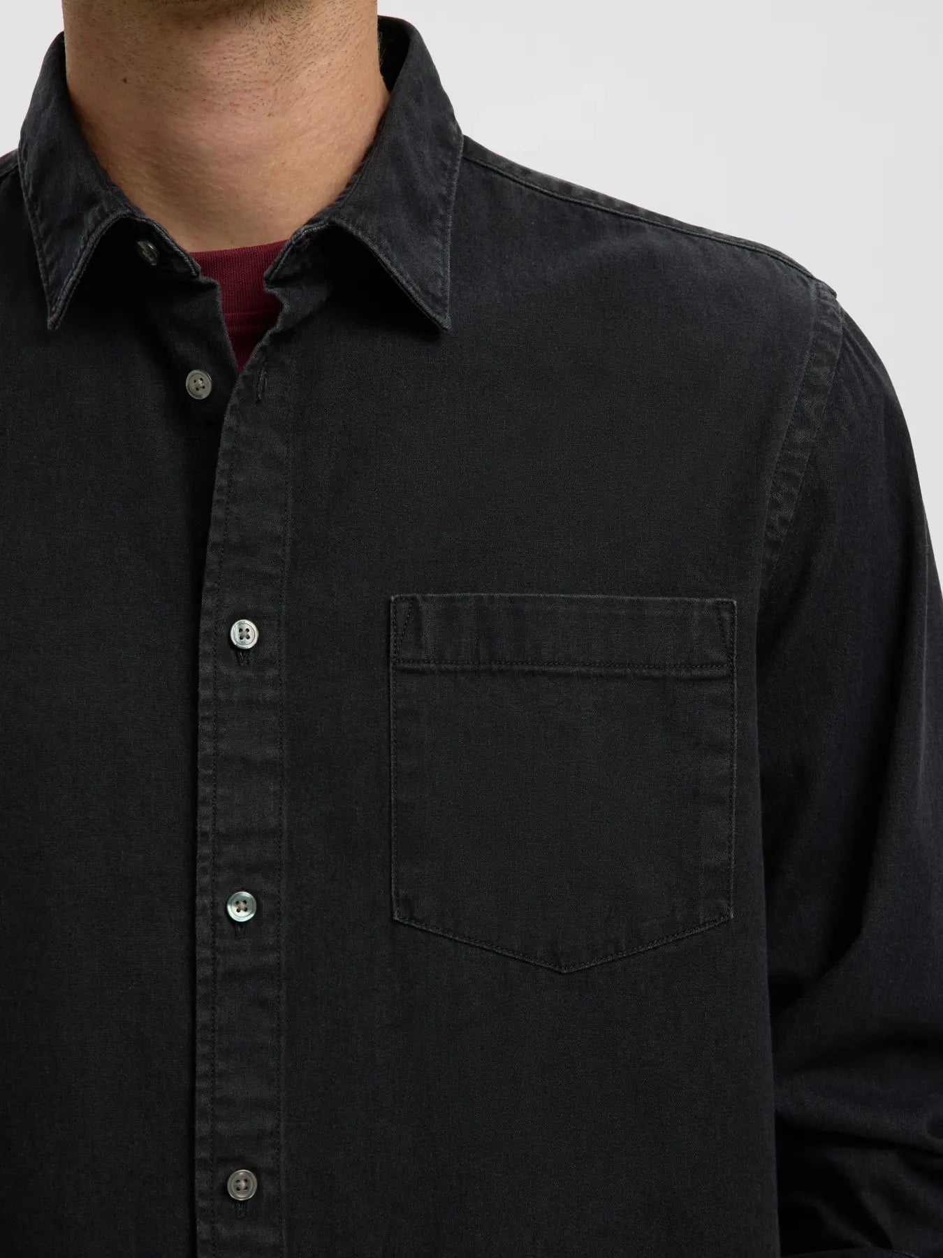 Black Organic Cotton Denim Shirt
