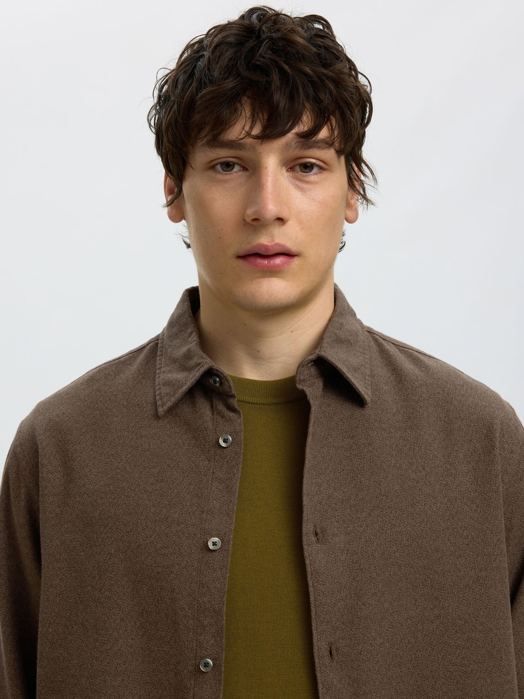 Dark Brown Brushed Regular Fit Shirt