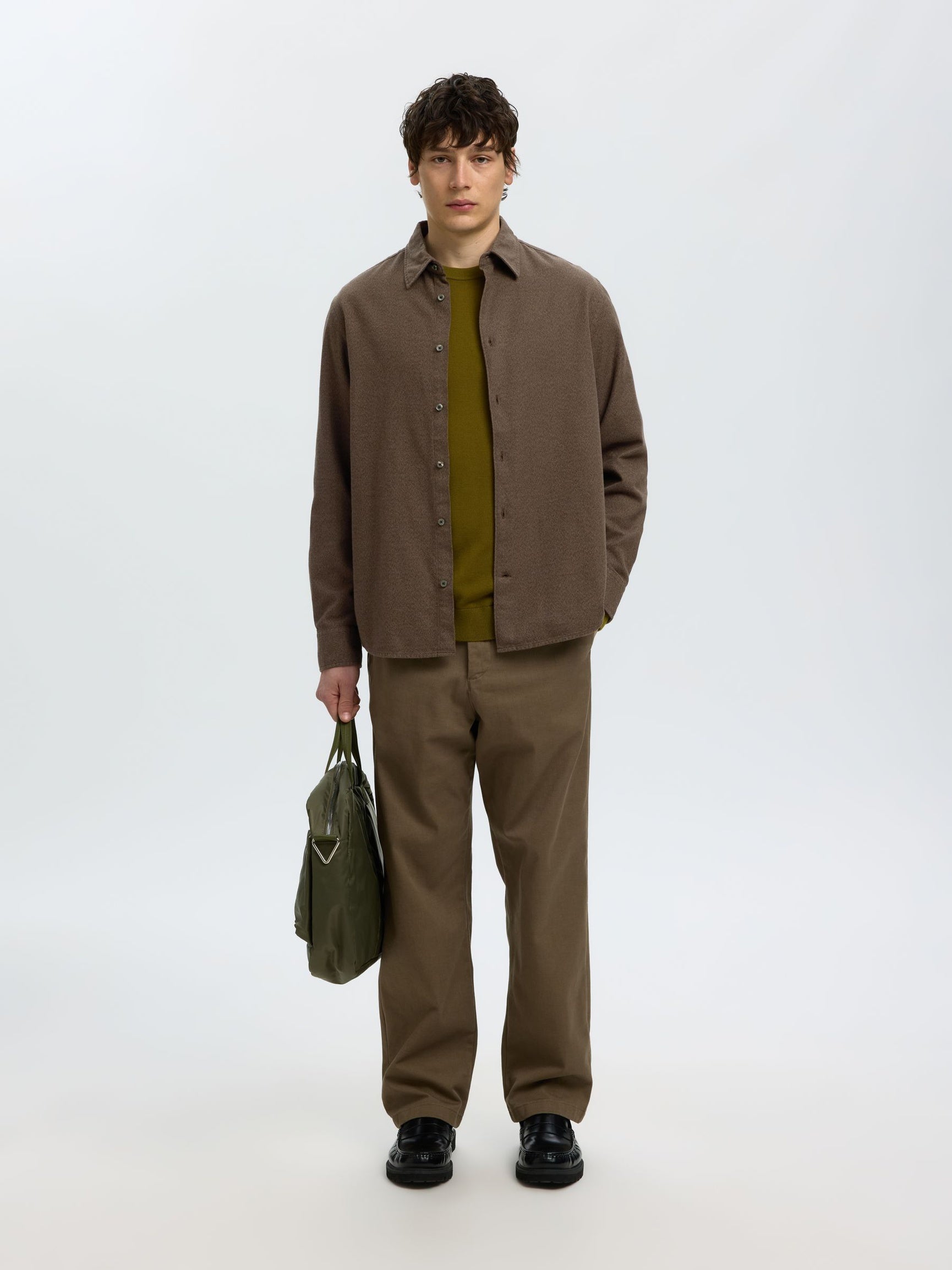 Dark Brown Brushed Regular Fit Shirt