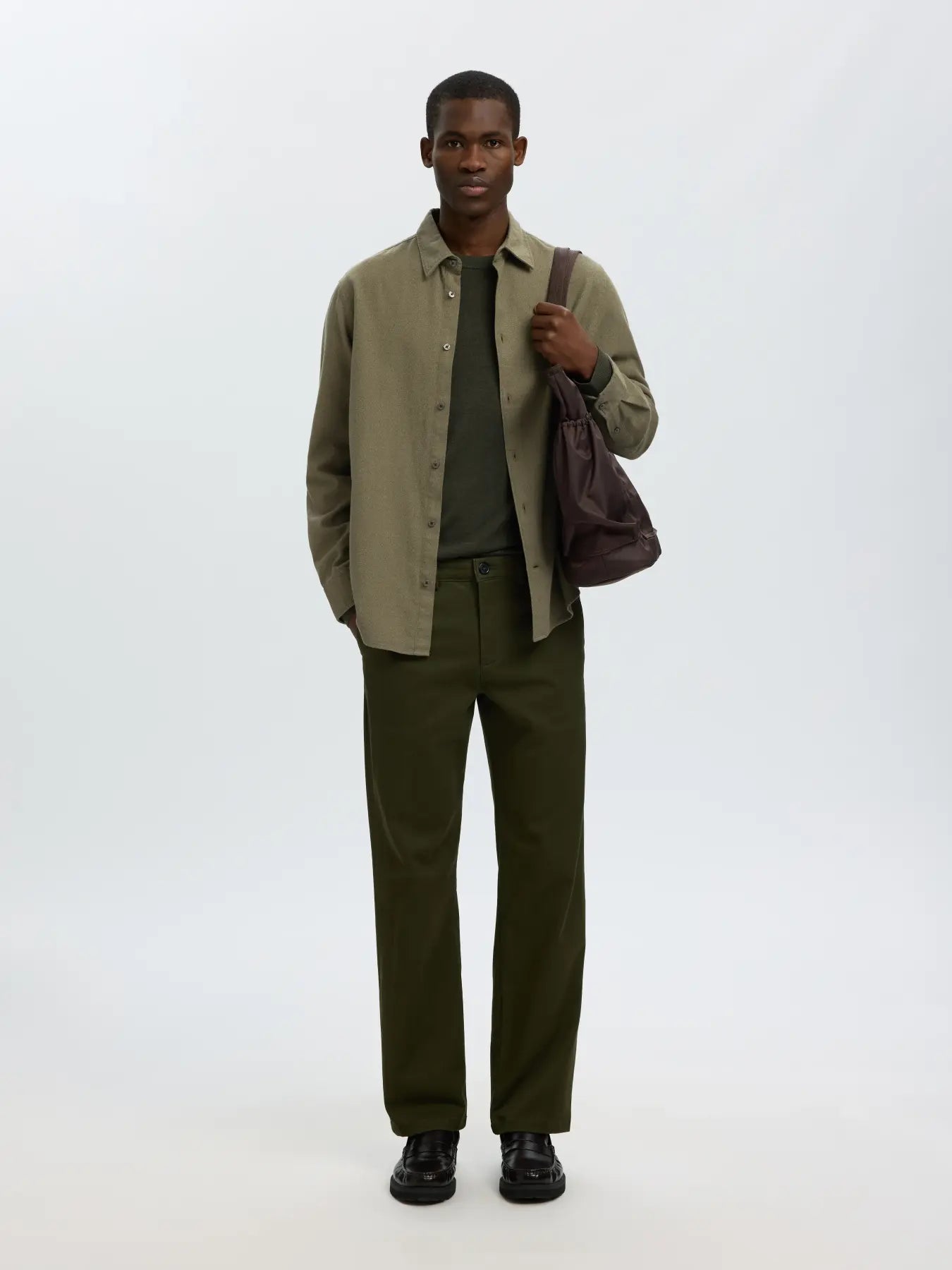 Green Brushed Regular Fit Shirt