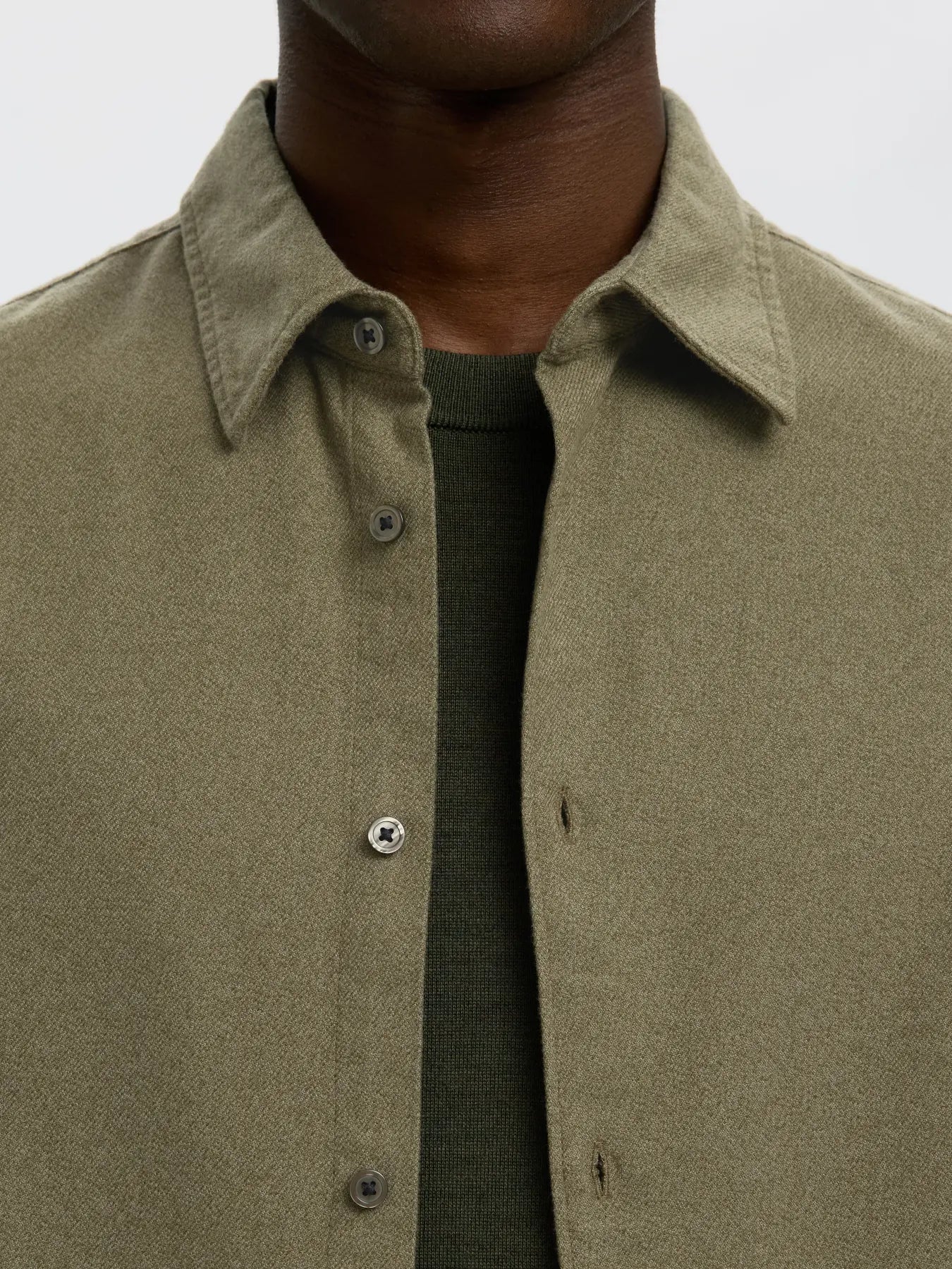 Green Brushed Regular Fit Shirt
