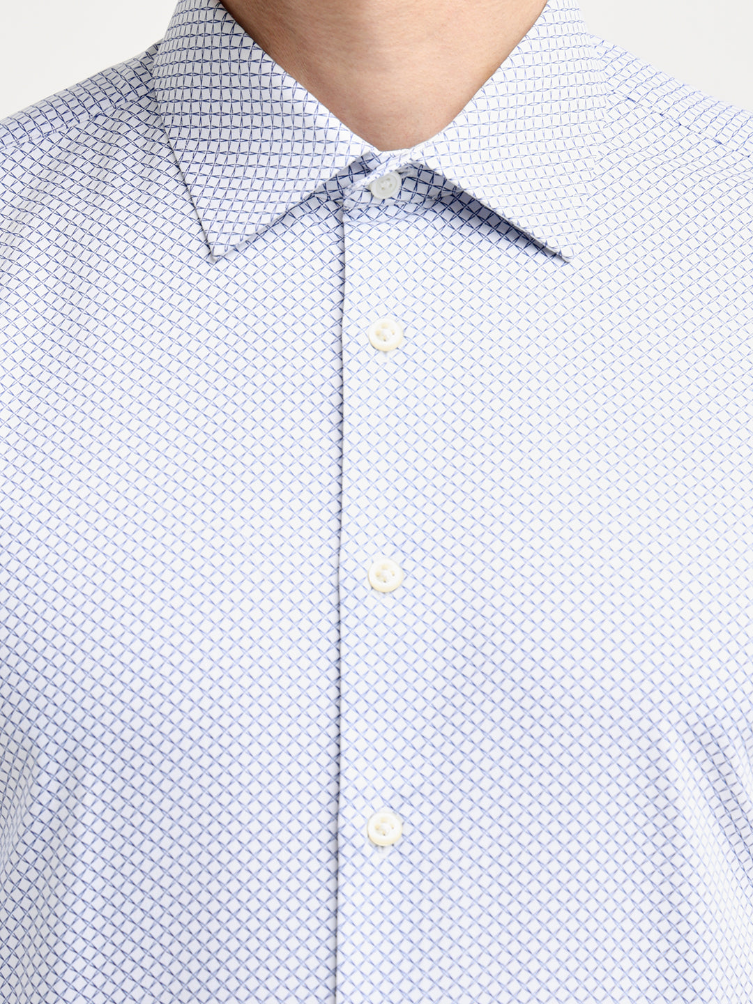 Blue Printed Slim Fit Shirt