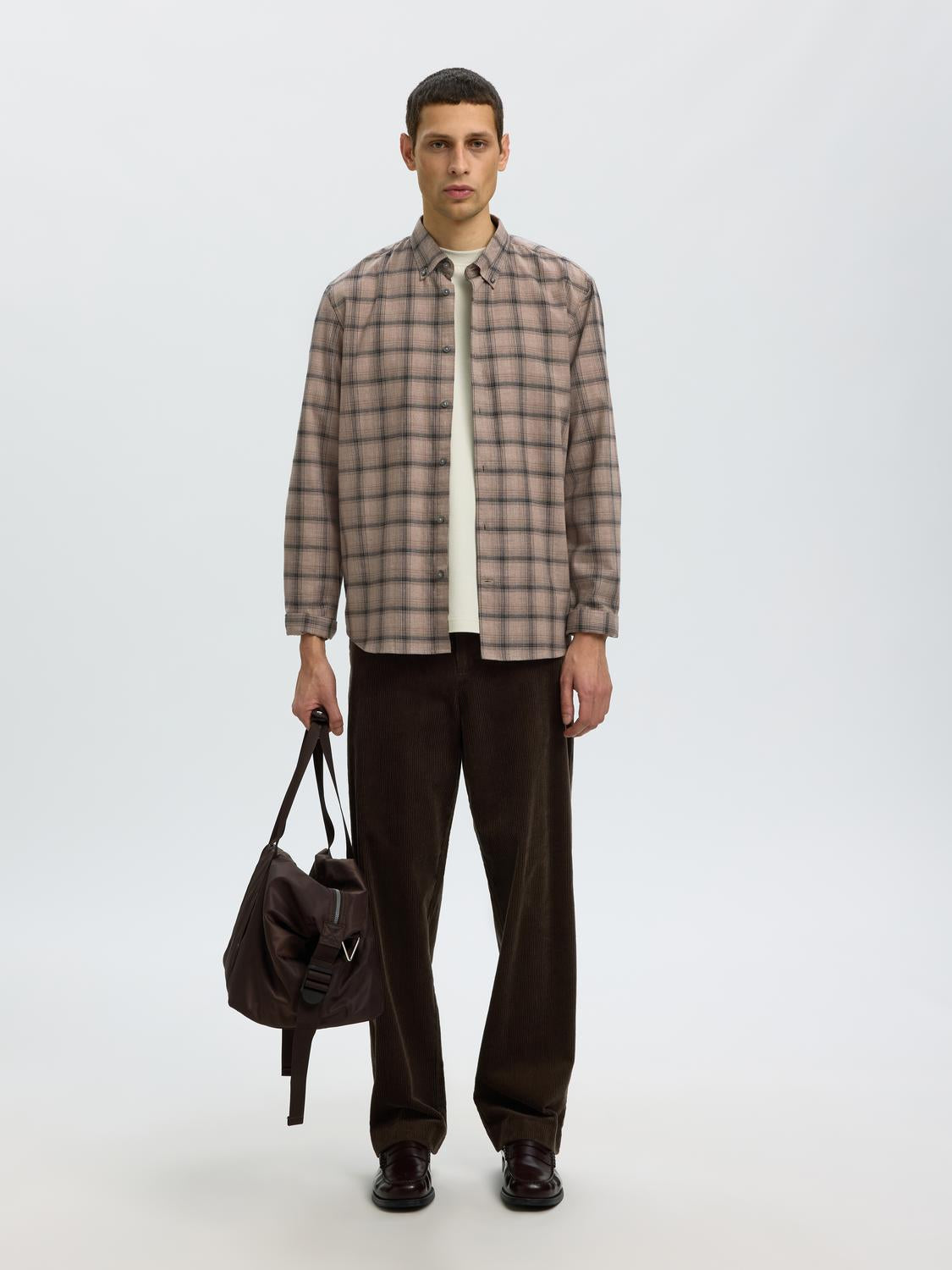 Brown Check Cotton Shirt