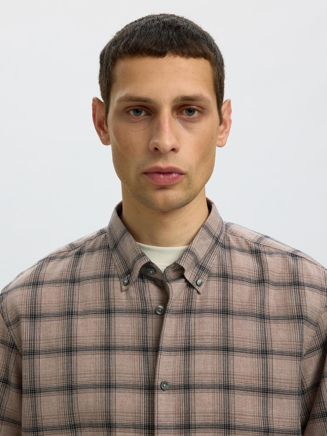 Brown Check Cotton Shirt