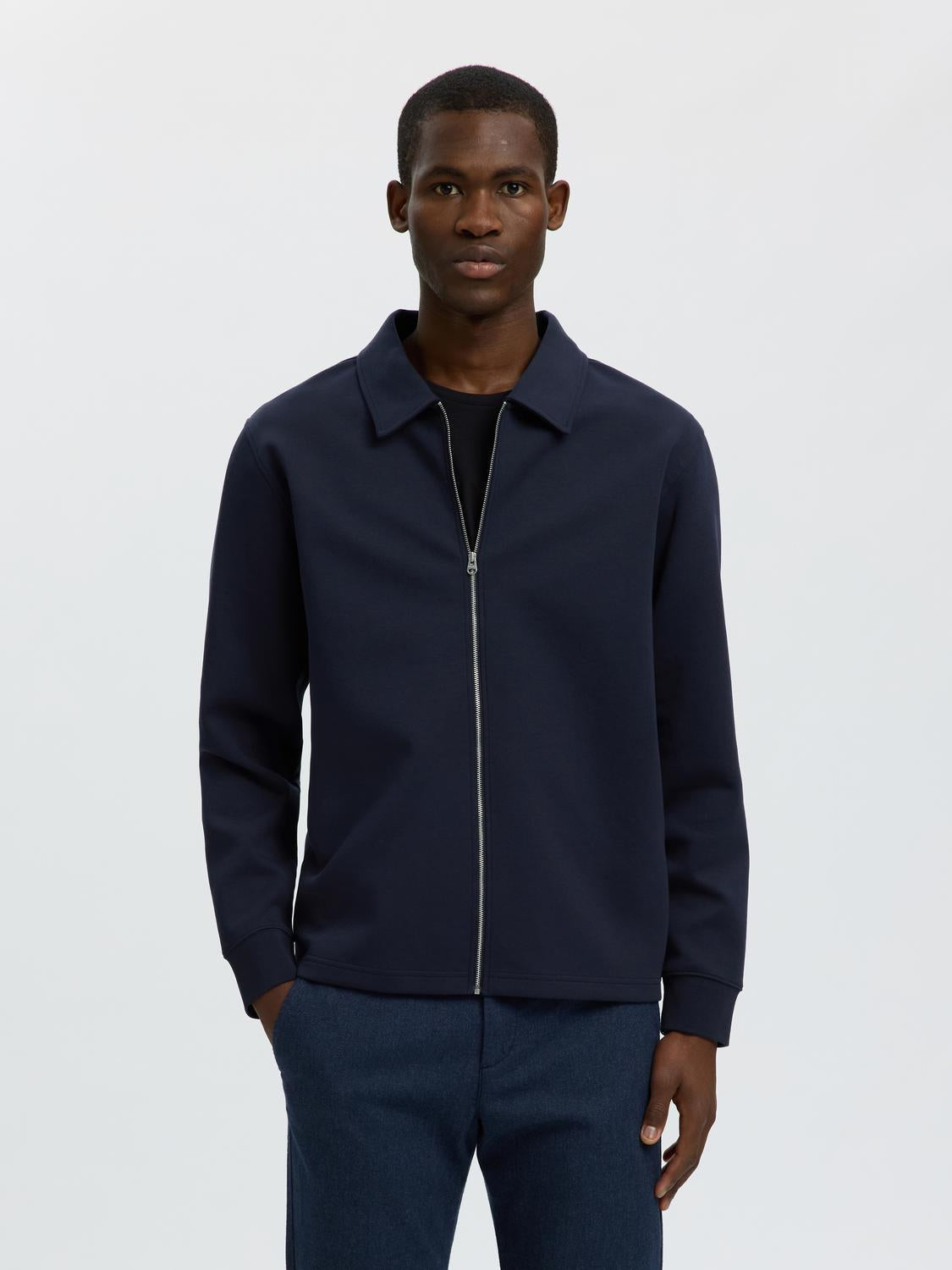 Dark Blue Zip-Up Sweat Jacket