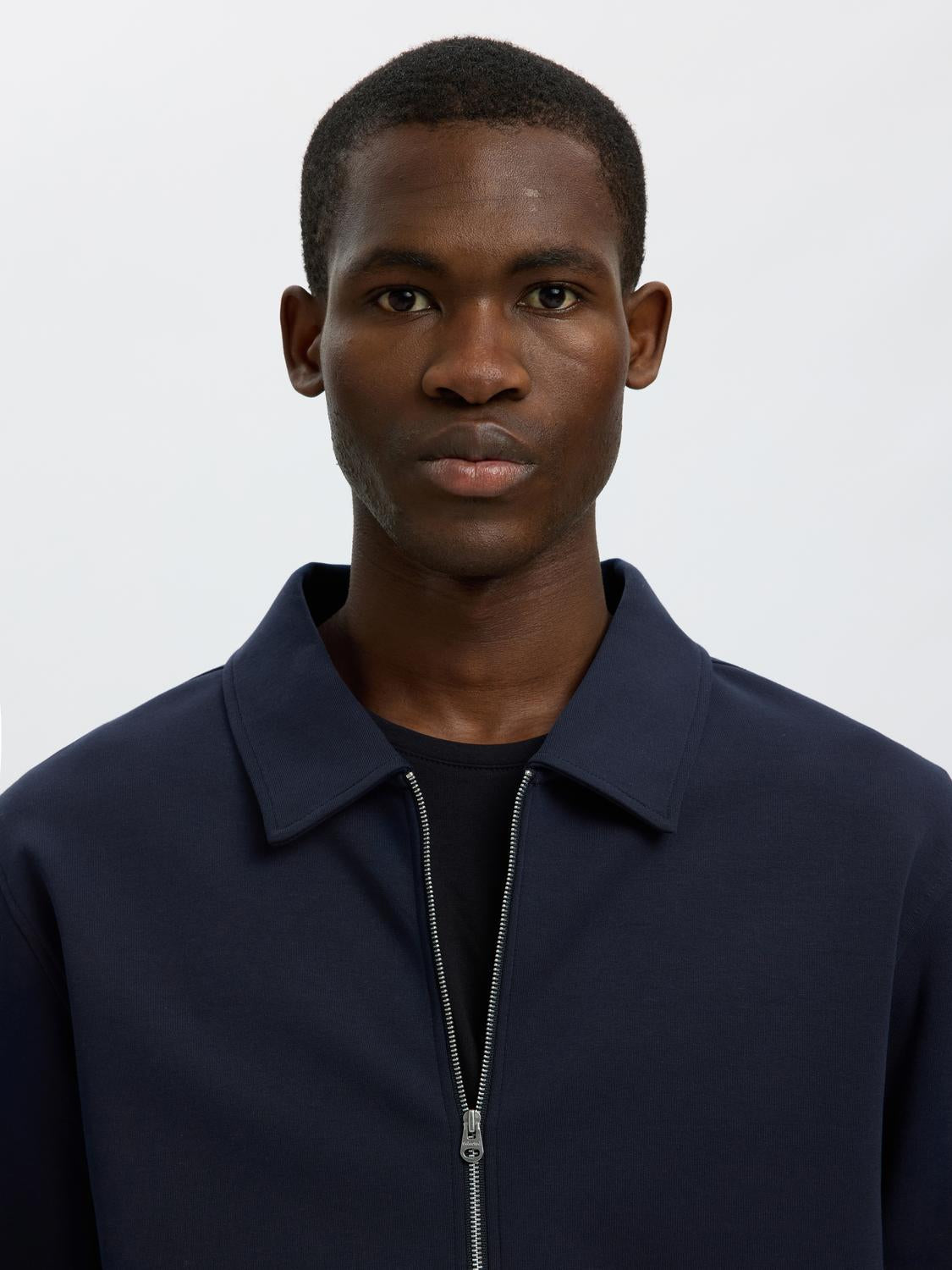 Dark Blue Zip-Up Sweat Jacket