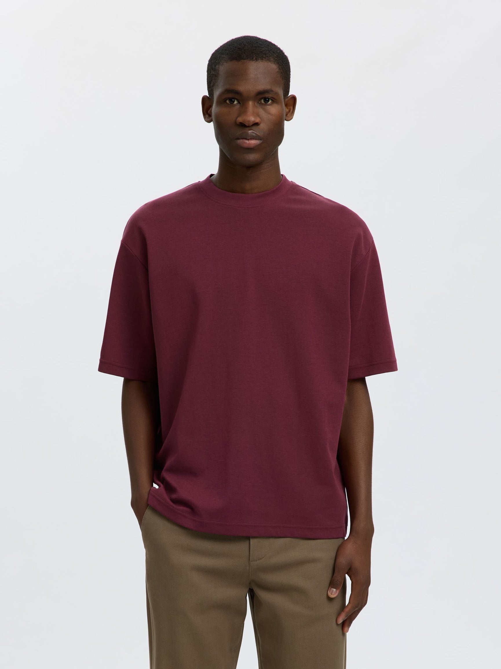 Dark Red Loose Fit T-shirt