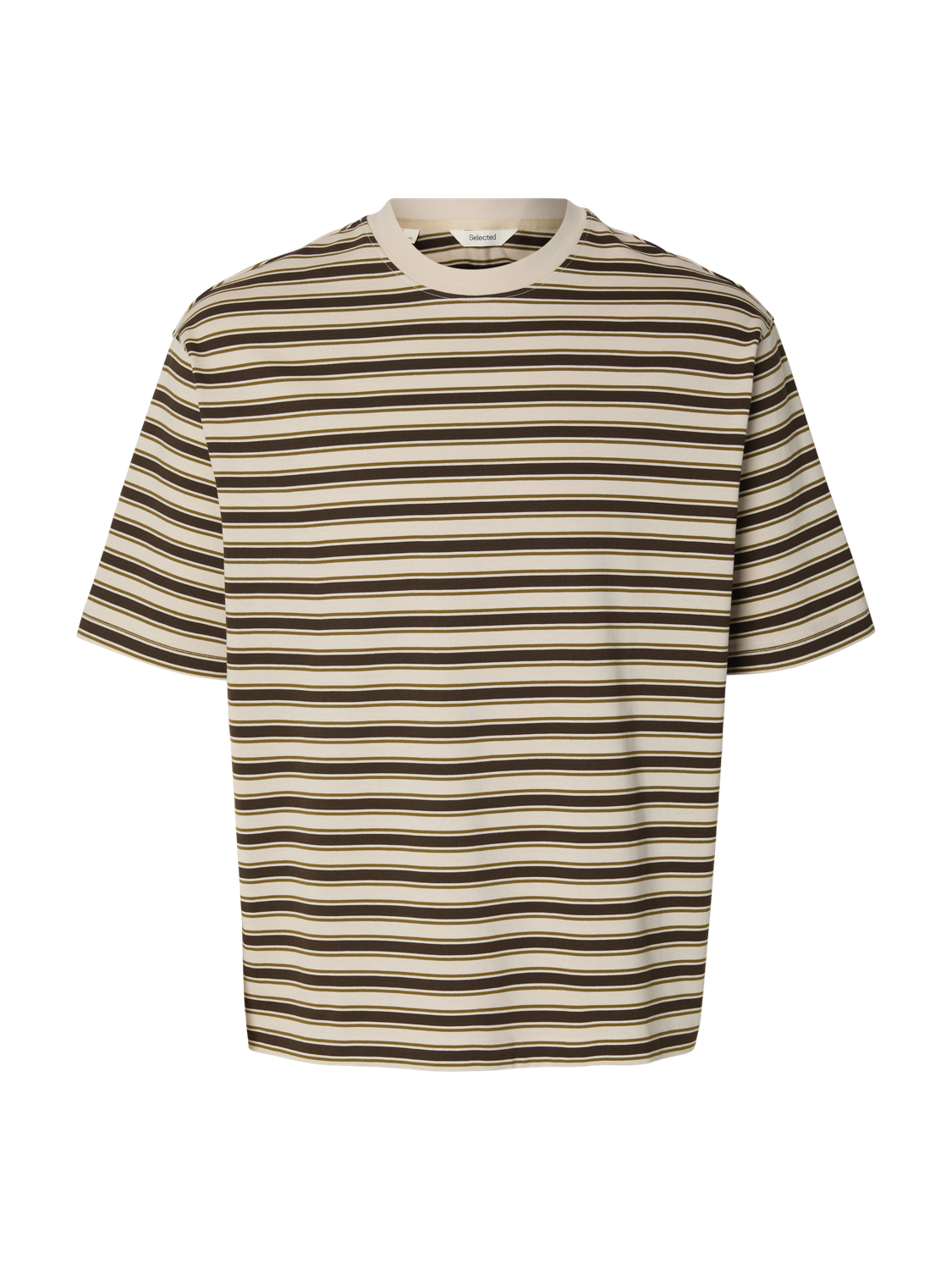 Beige Relaxed Fit Striped T-Shirt