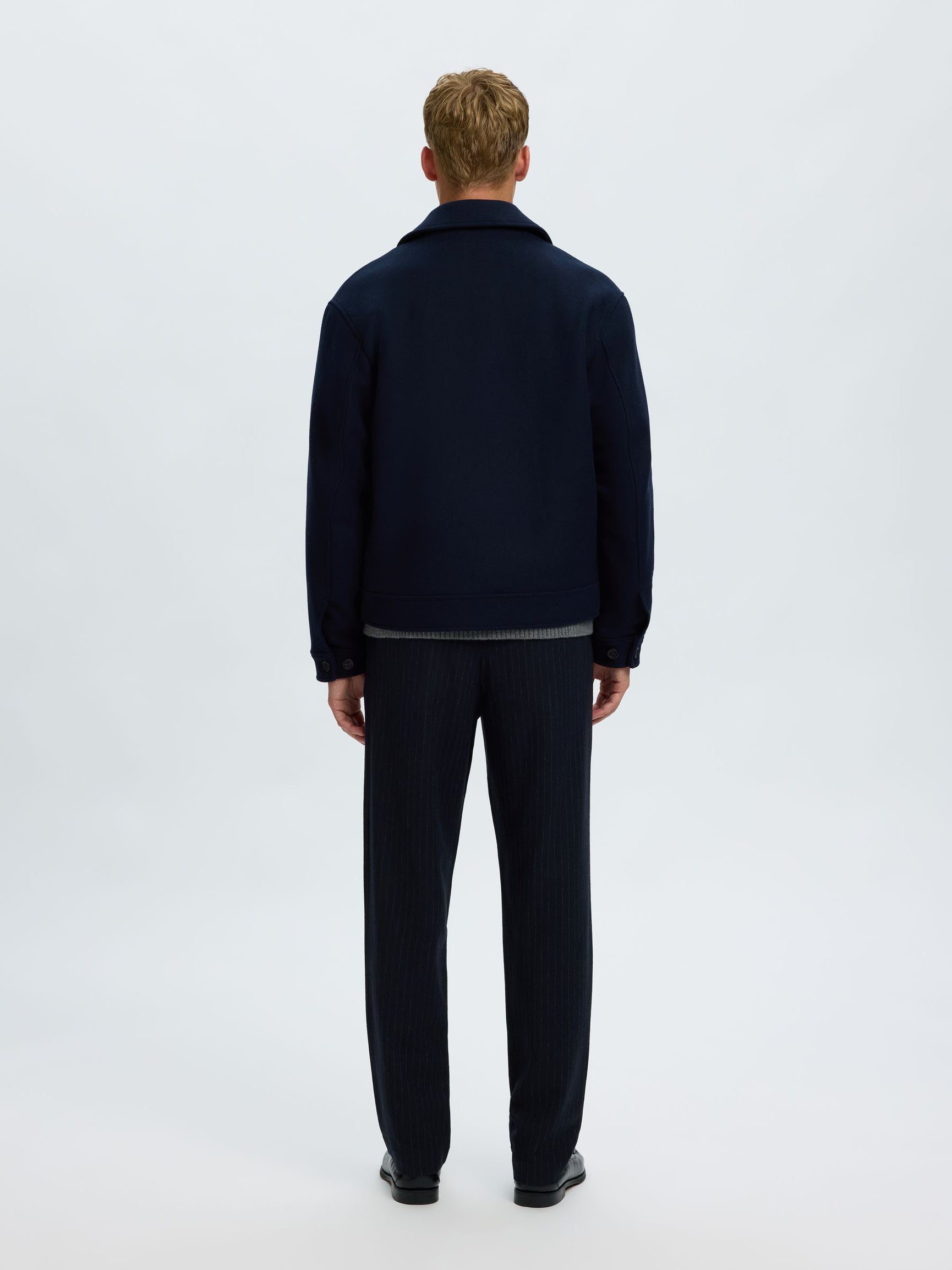 Dark Blue Wool Blend Jacket