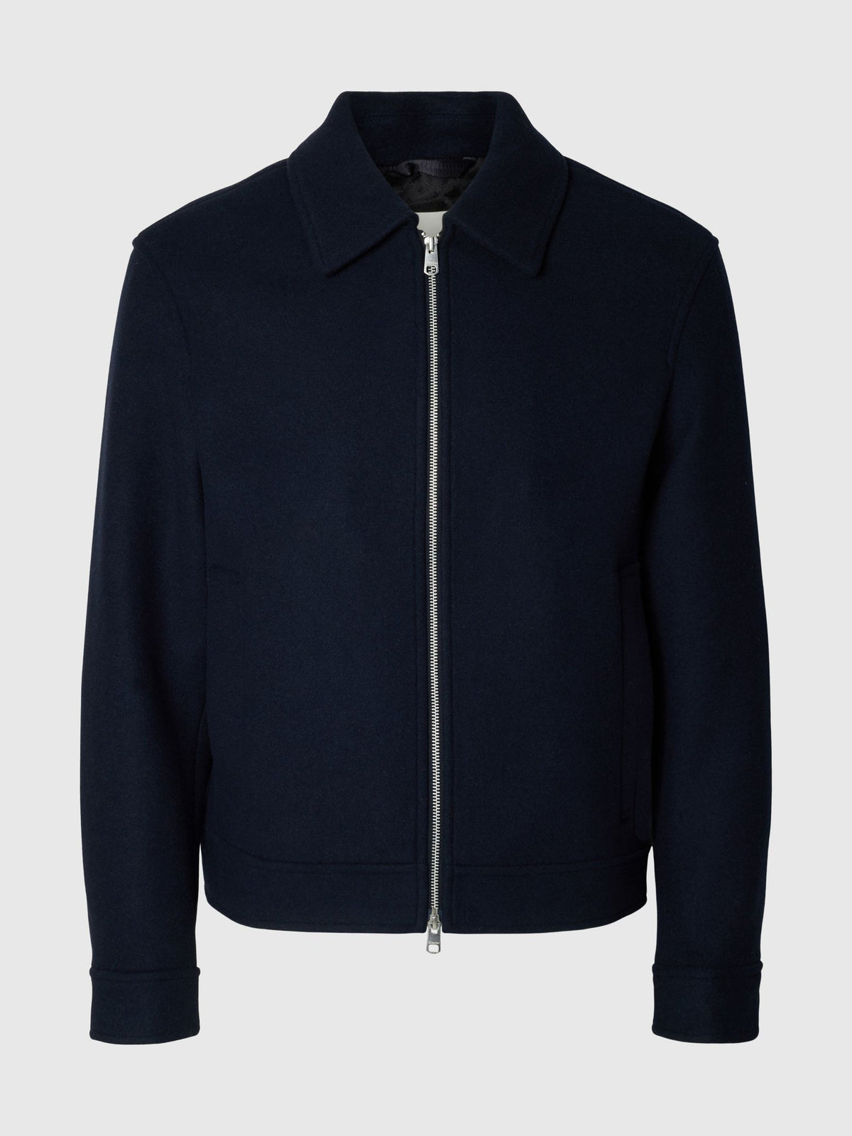 Dark Blue Wool Blend Jacket