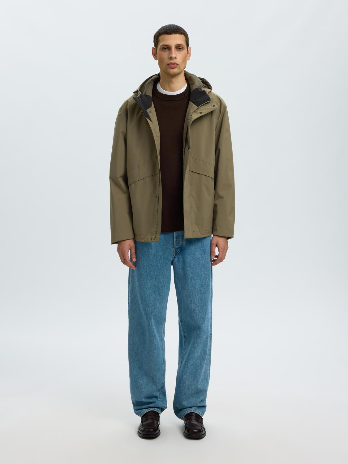Dark Green Hooded Tech Jacket