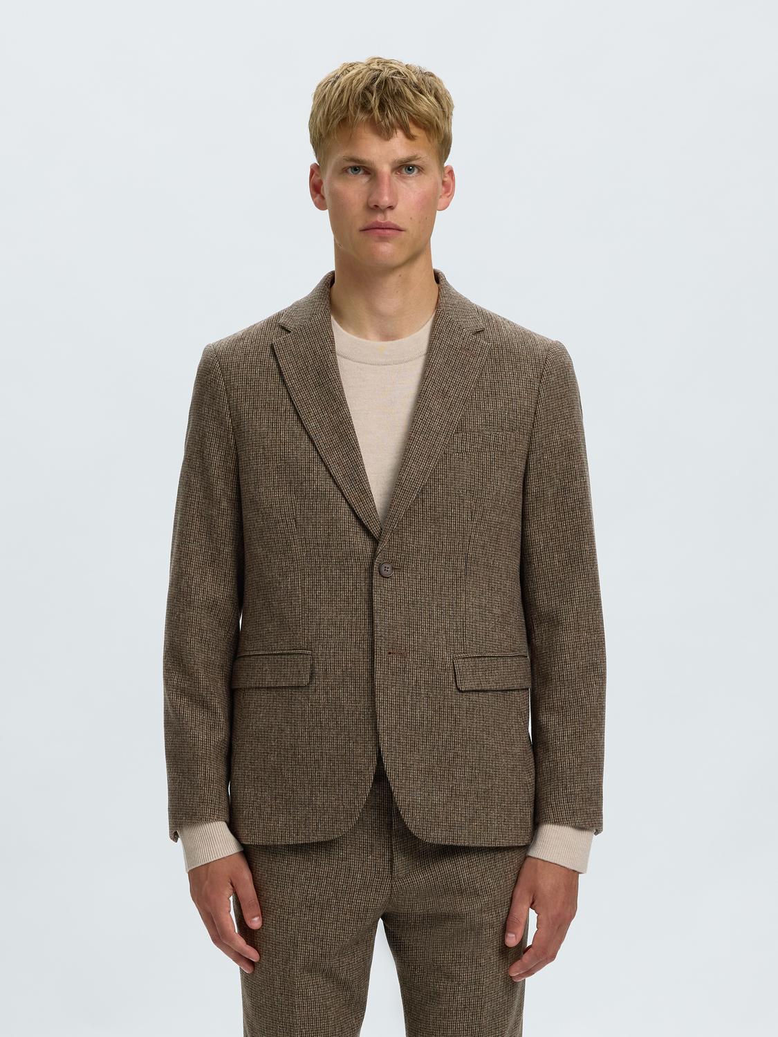 Dark Brown Suit-Set Tailored Blazer