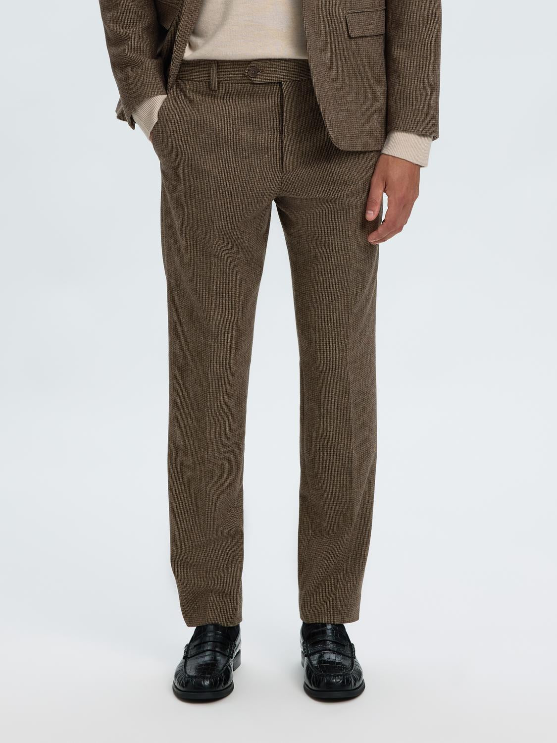 Dark Brown Suit-Set Tailored Trousers