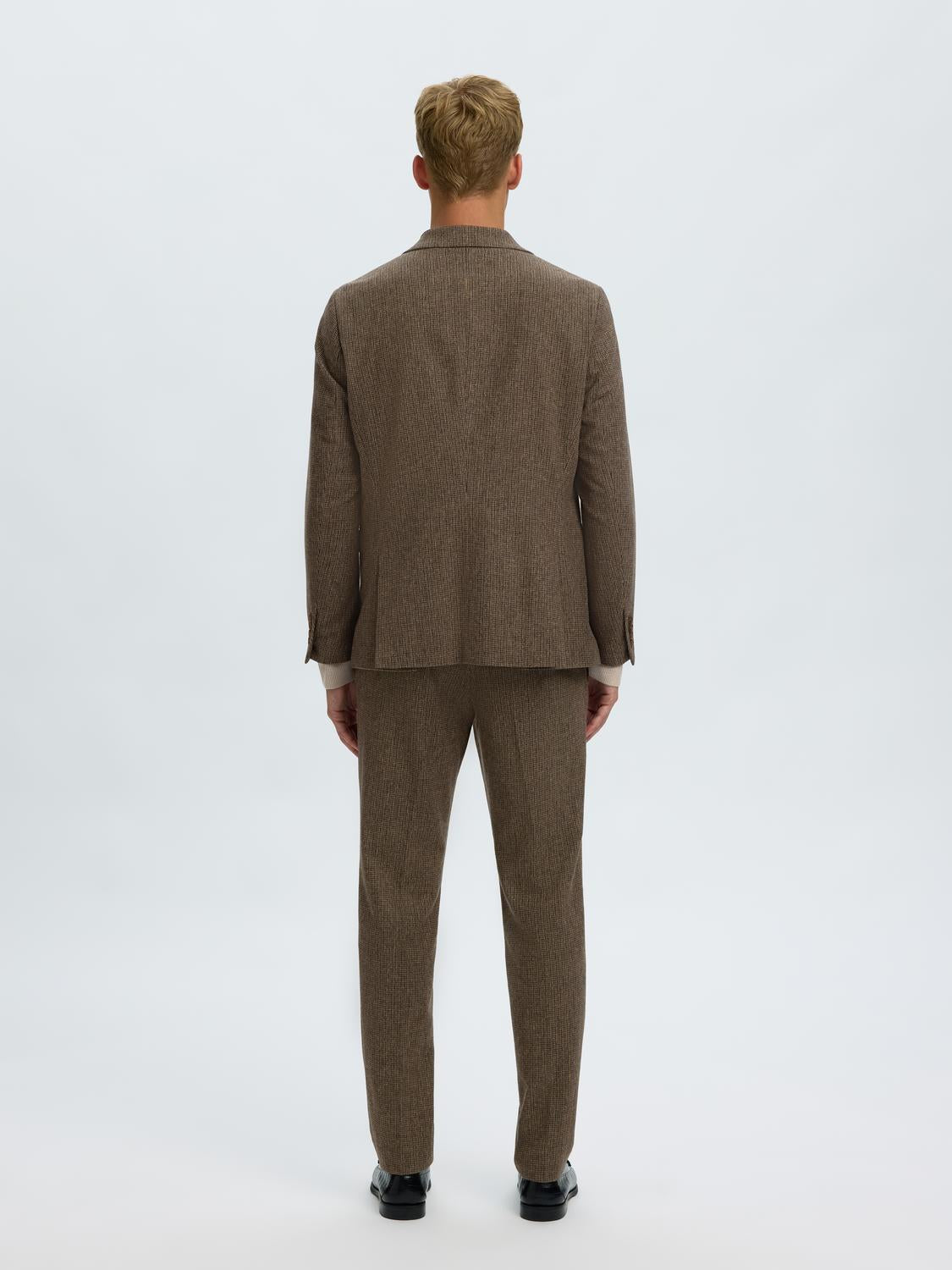 Dark Brown Suit-Set Tailored Trousers