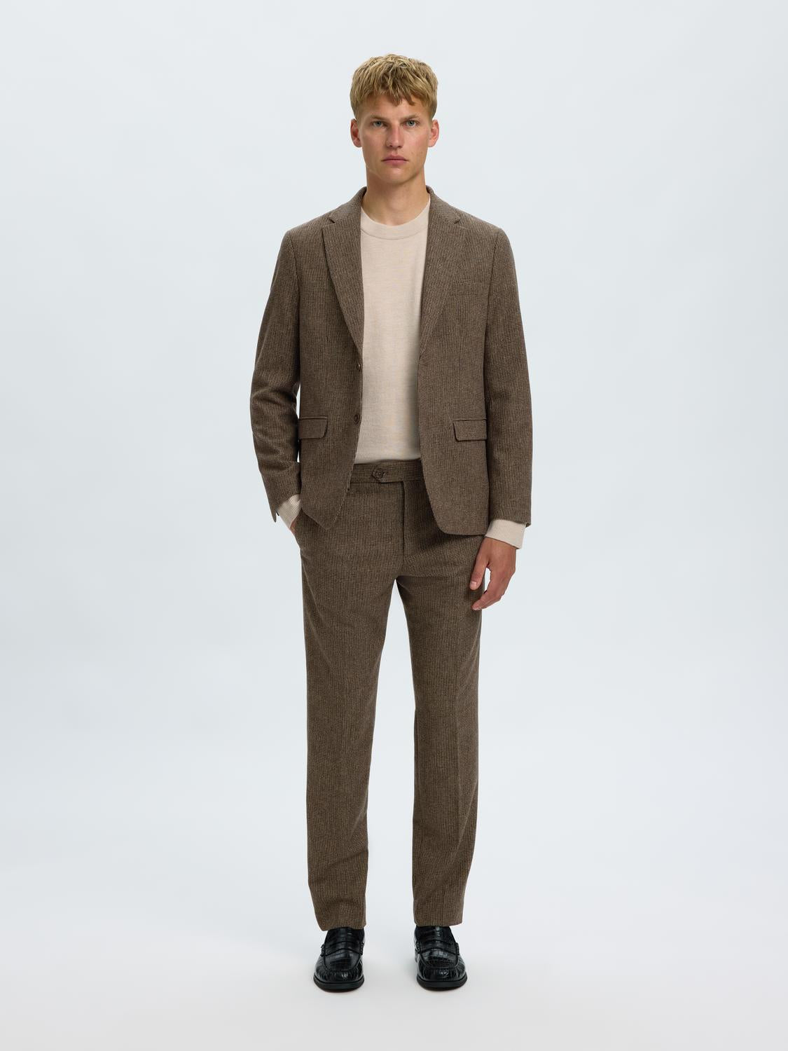 Dark Brown Suit-Set Tailored Trousers