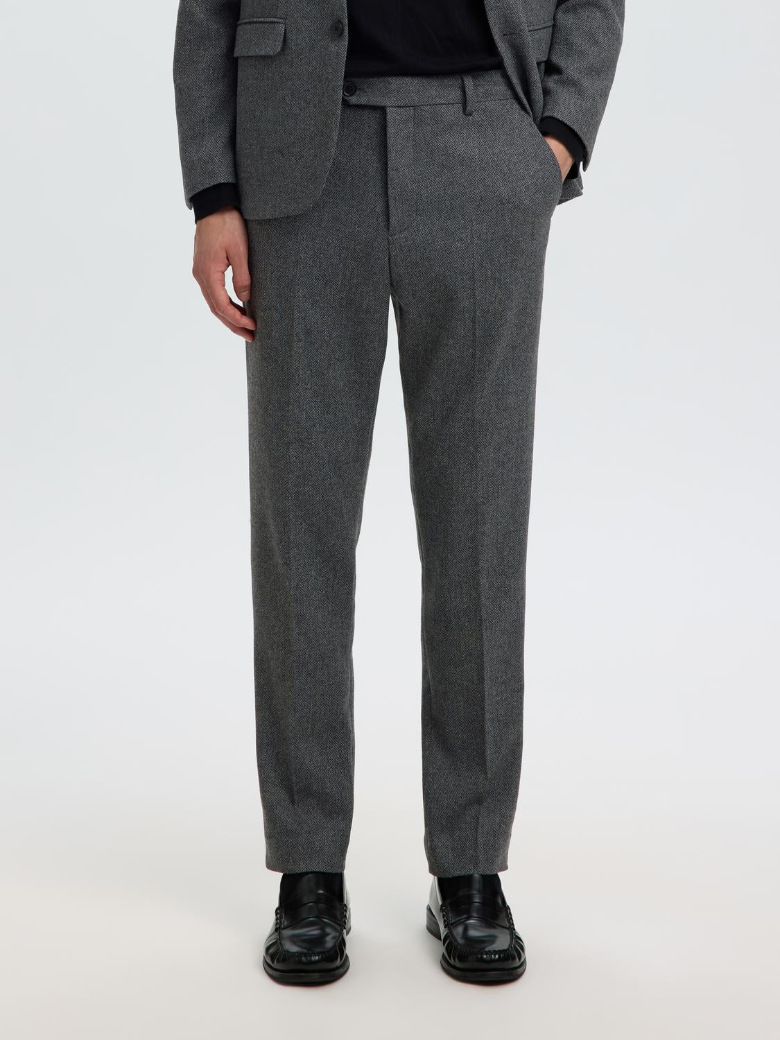 Dark Grey Suit-Set Tailored Trousers