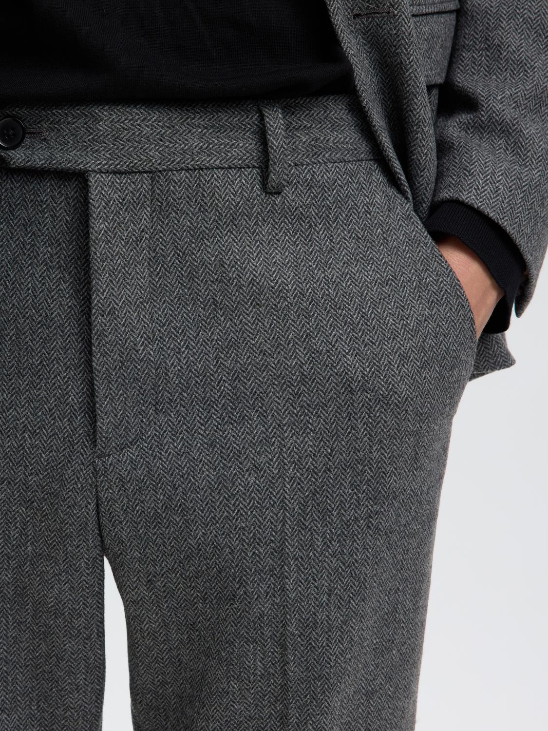 Dark Grey Suit-Set Tailored Trousers