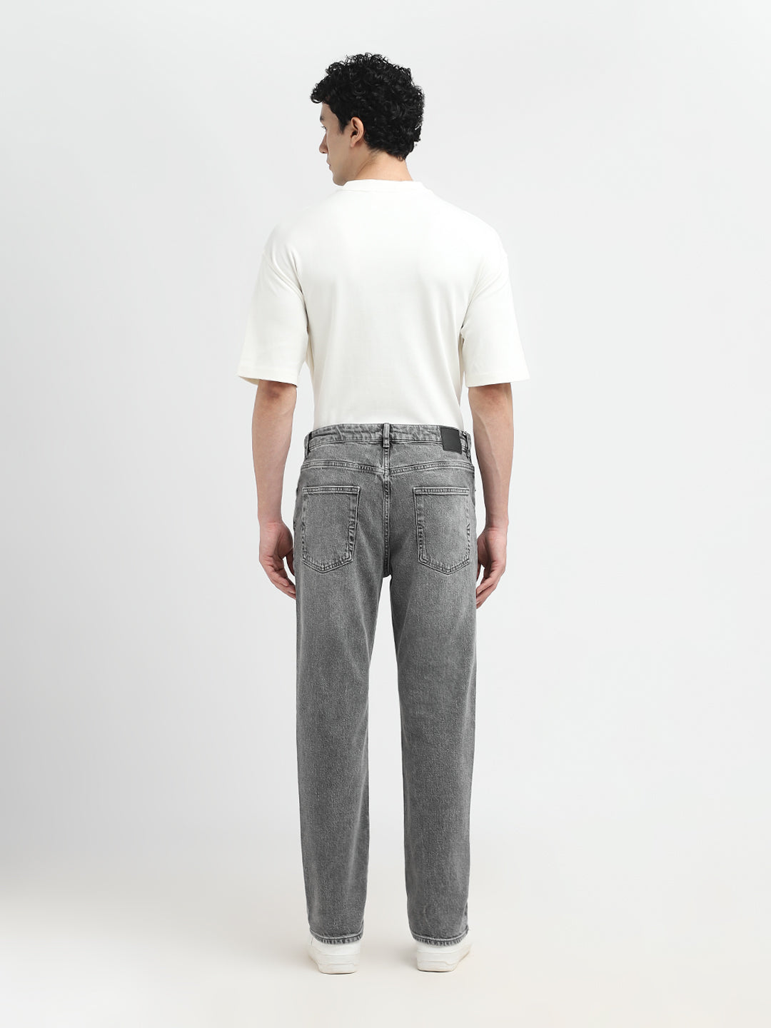 Grey Washed Straight Fit Jeans