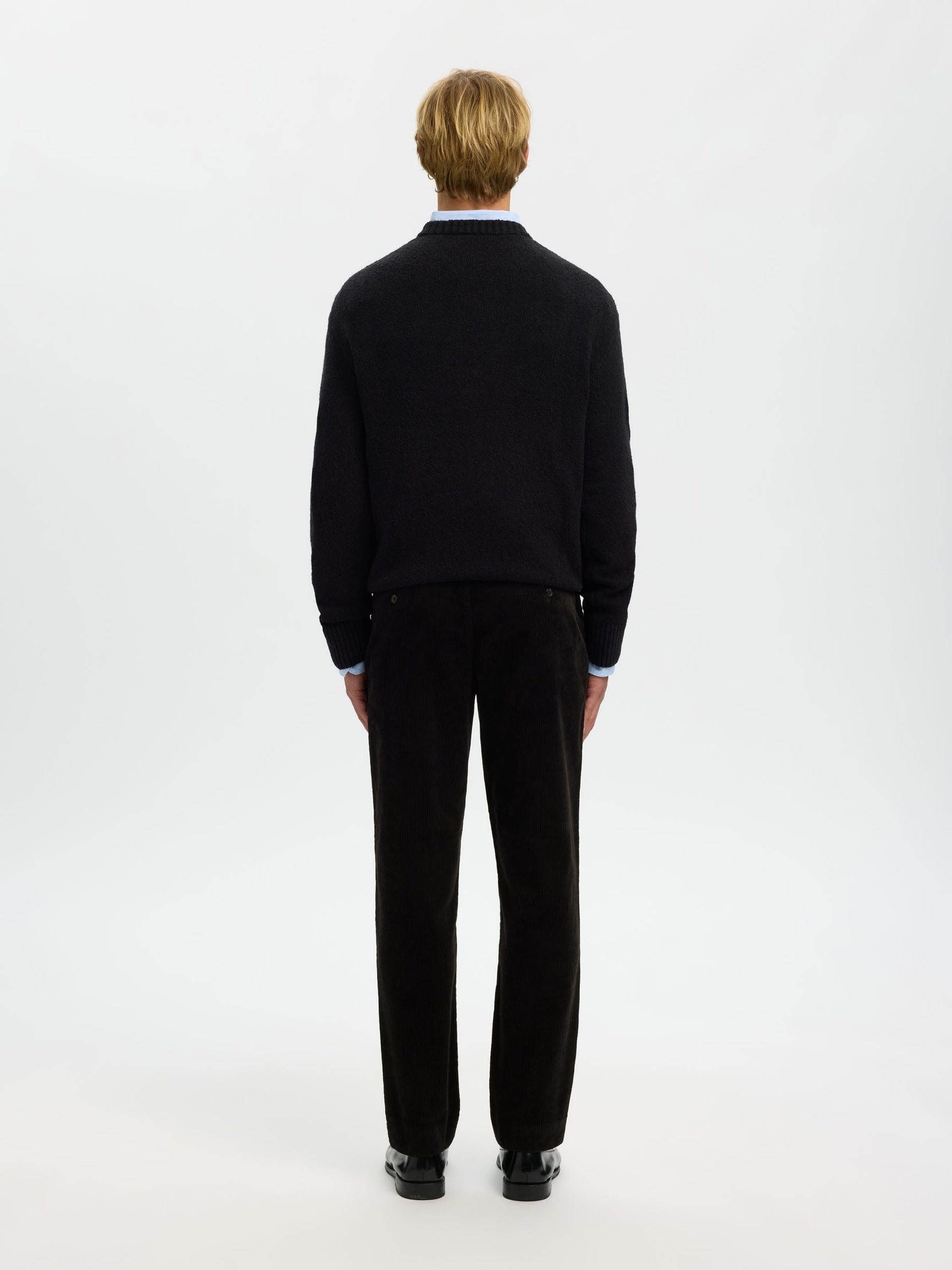 Black Tapered Fit Corduroy Pants