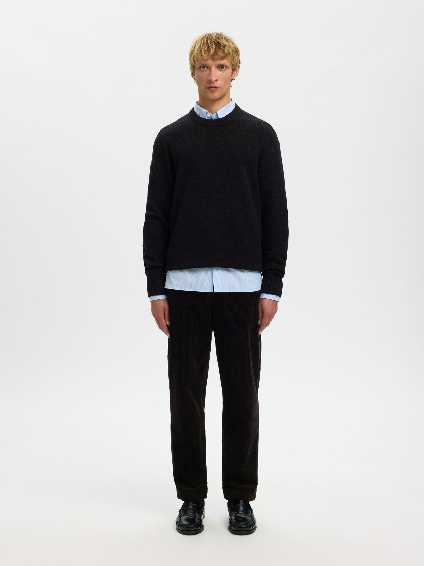 Black Tapered Fit Corduroy Pants