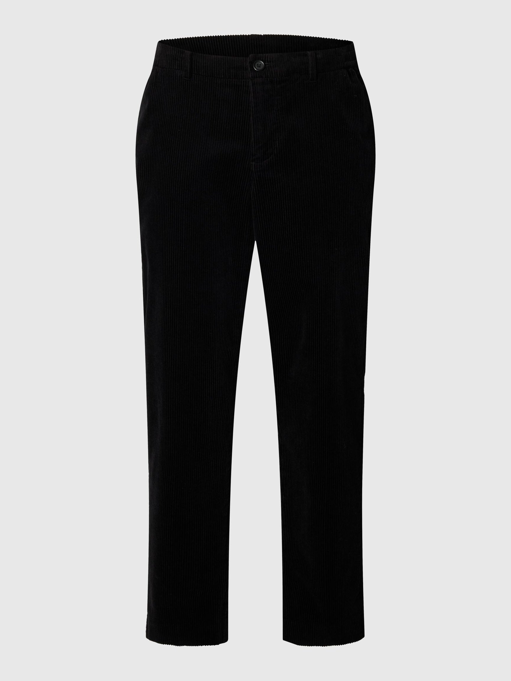 Black Tapered Fit Corduroy Pants