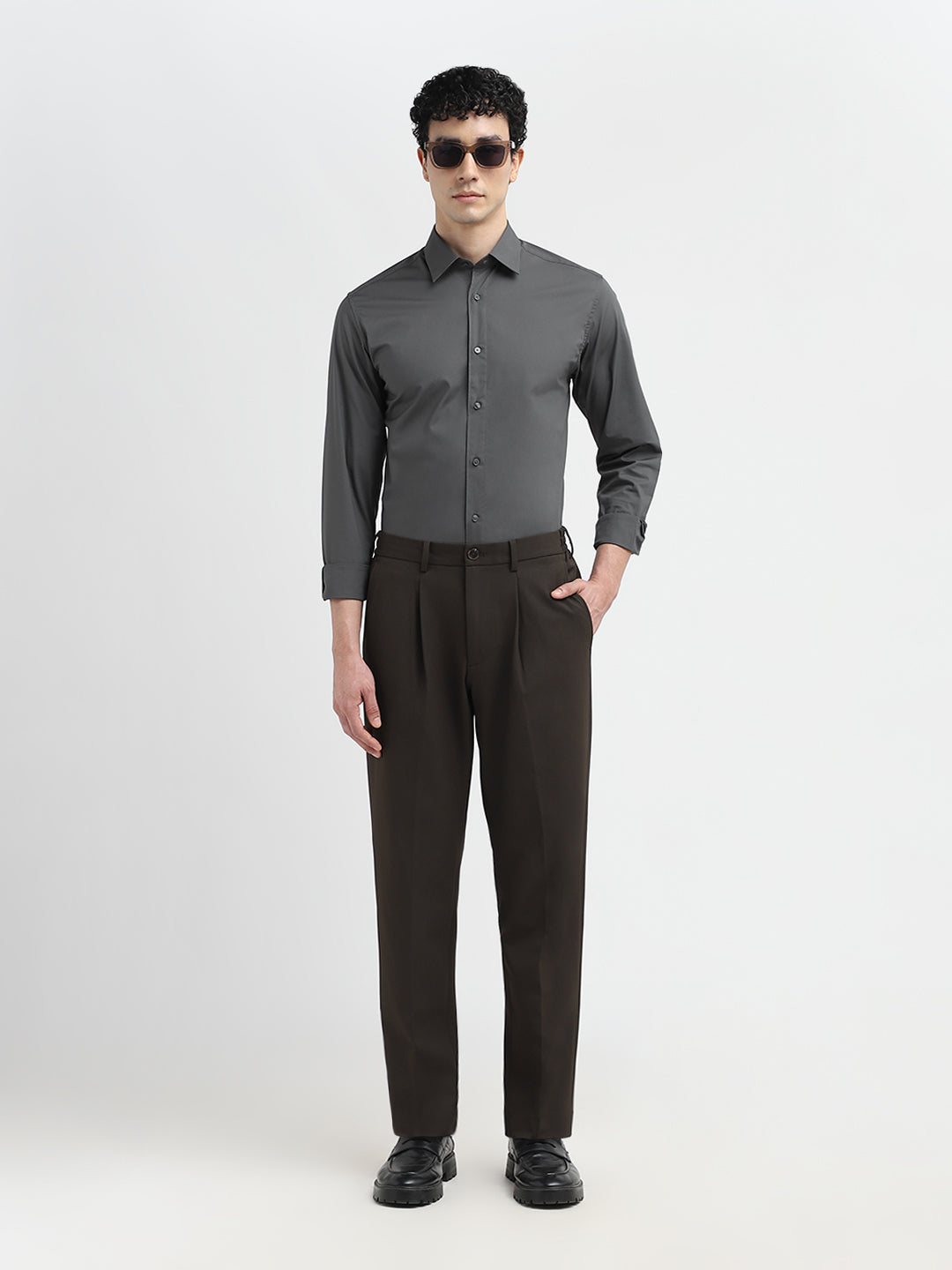 Dark Brown Tapered Fit Pants