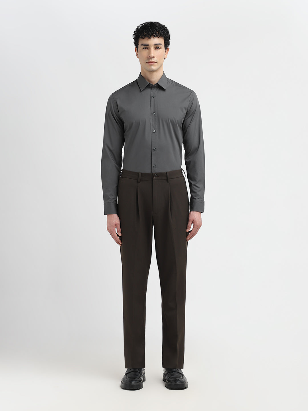 Dark Brown Tapered Fit Pants