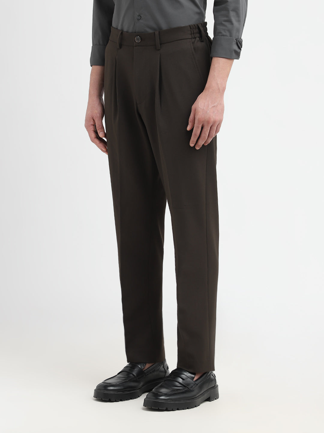 Dark Brown Tapered Fit Pants
