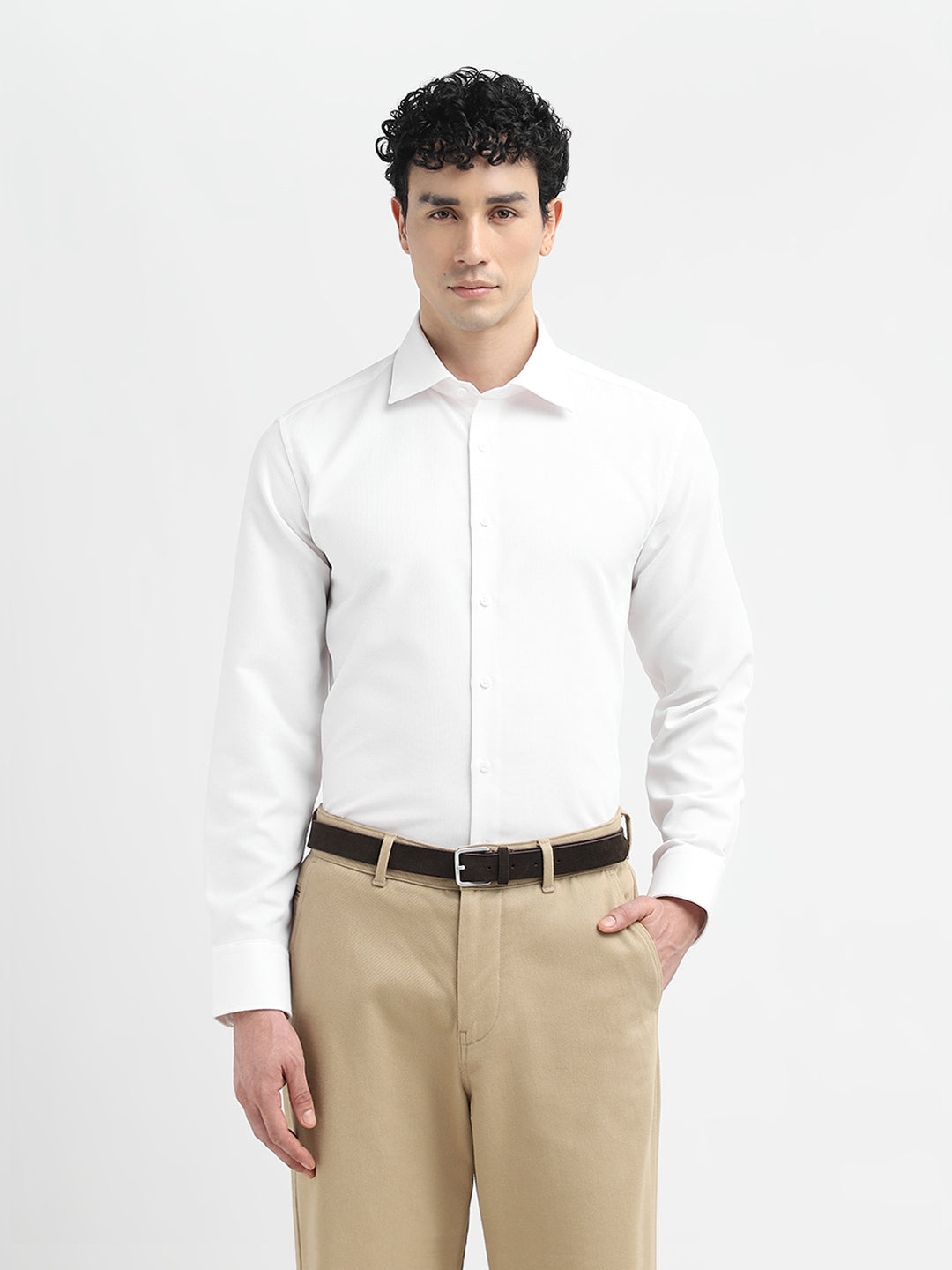 Bright White Cotton Formal Shirt