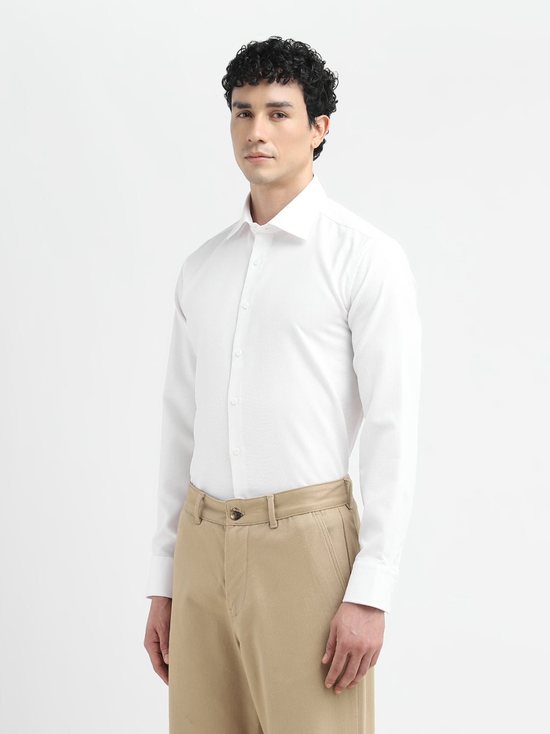 Bright White Cotton Formal Shirt